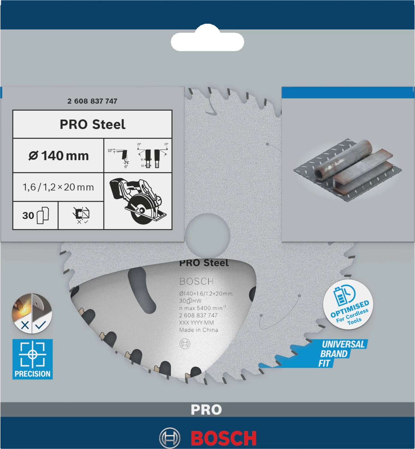 Bosch 2608837747 Cirkelzaagblad - 140 x 20 x 30T - Staal-image