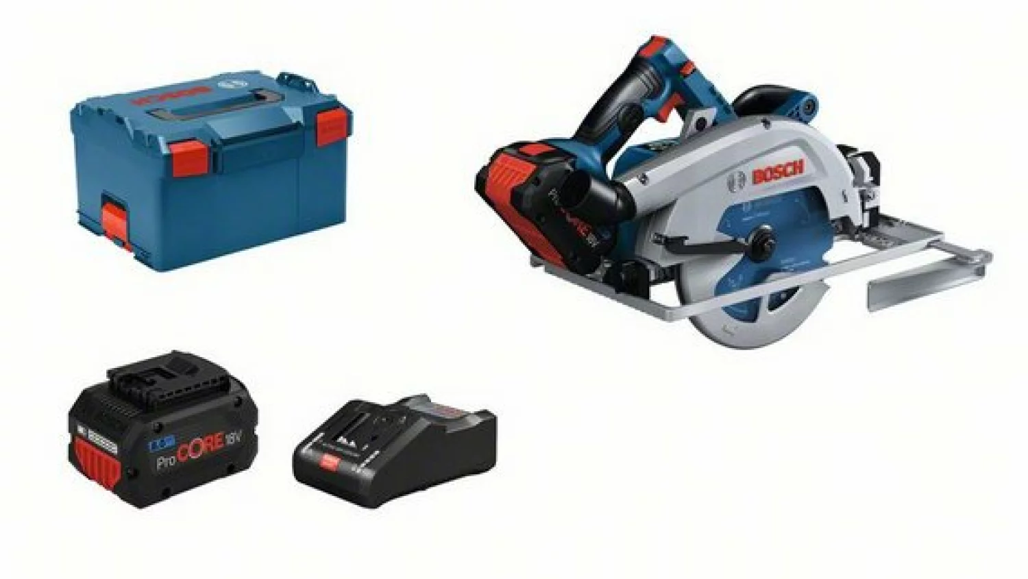 Bosch 06016B5101 - Scie circulaire sans fil GKS 18V-68 GC 2x ProCORE18V 8,0Ah, chargeur GAL 18V-160 C, lame de scie Standard for Wood 190mm, butée parallèle, 2x CoMo GCY 43-image