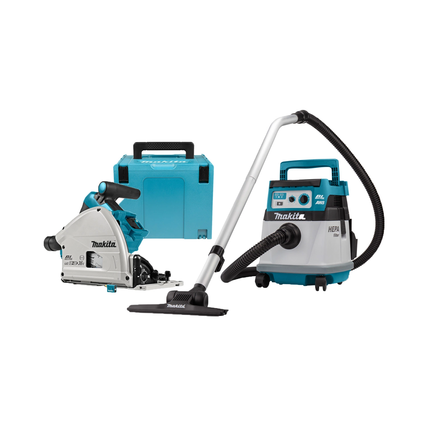 Makita DLX2377UX1 2x18V Li-Ion accu combiset voor (inval)zagen en stofzuigen incl. Mbox - koolborstelloos-image