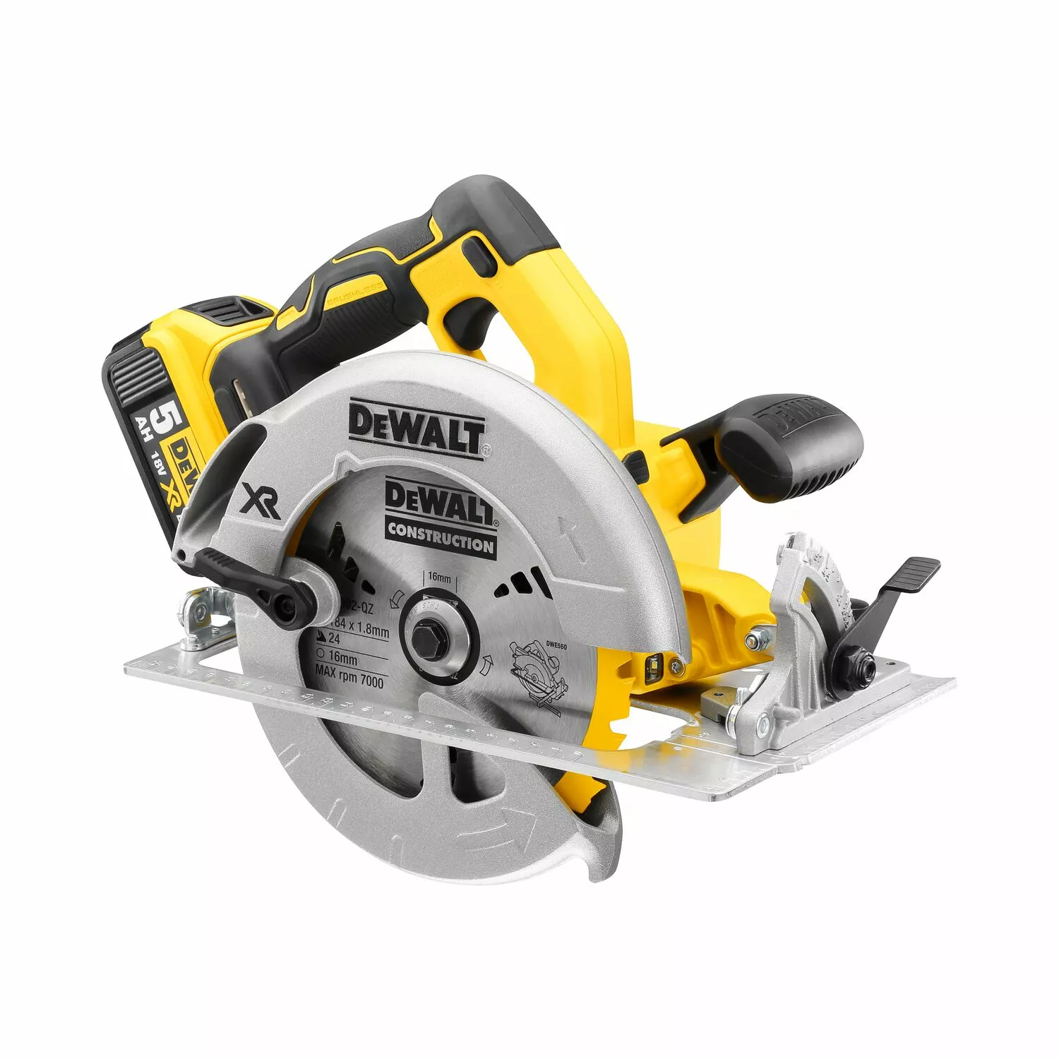 DeWALT DCS570P2 Scie circulaire à batteries 18V Li-Ion (2x batterie 5.0Ah) dans TSTAK - 184mm-image