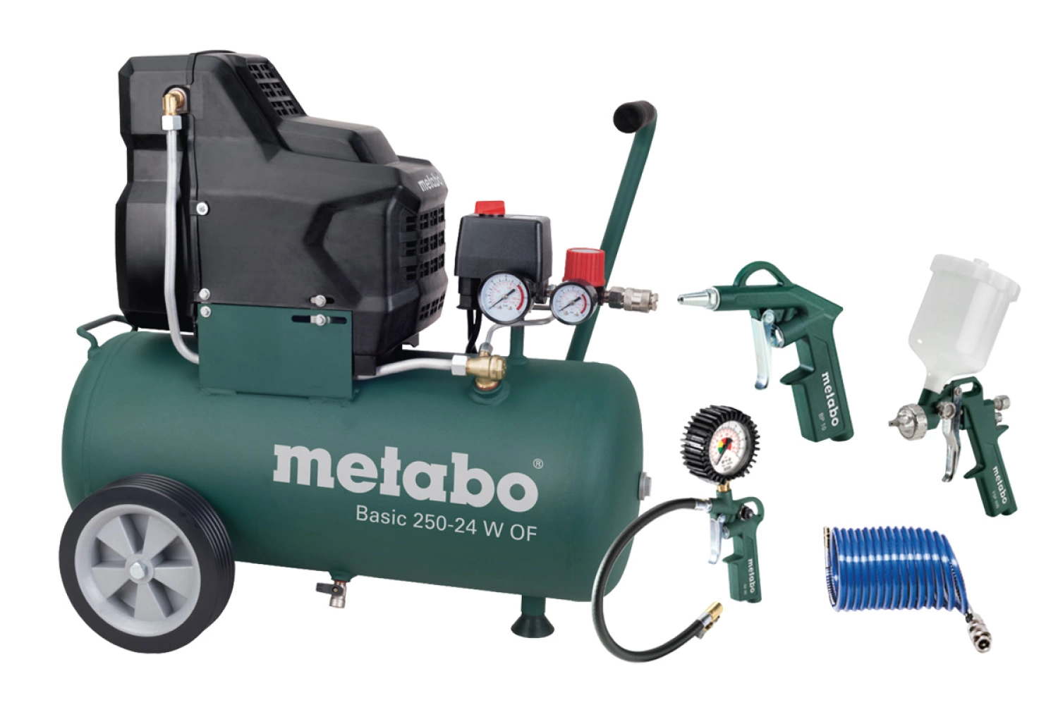 Metabo Basic 250-24 W OF SET Compressor + LPZ-4 toebehorenset - 1500W - 8 bar - 24L - 100 l/min-image