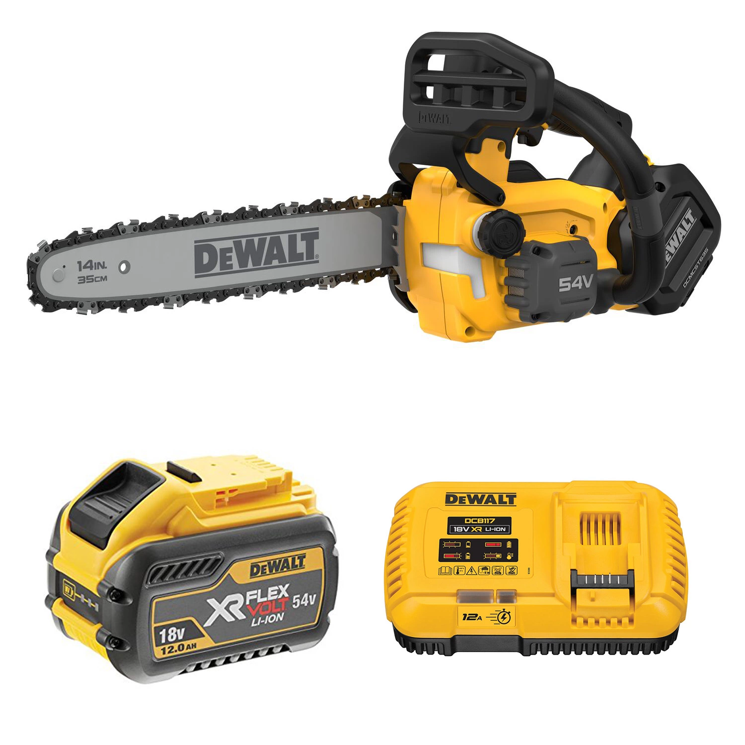 DeWALT DCMCST635X1 54V XR FLEXVOLT Li-Ion accu Top Handle kettingzaag set (1x 9.0Ah) - 35cm-image