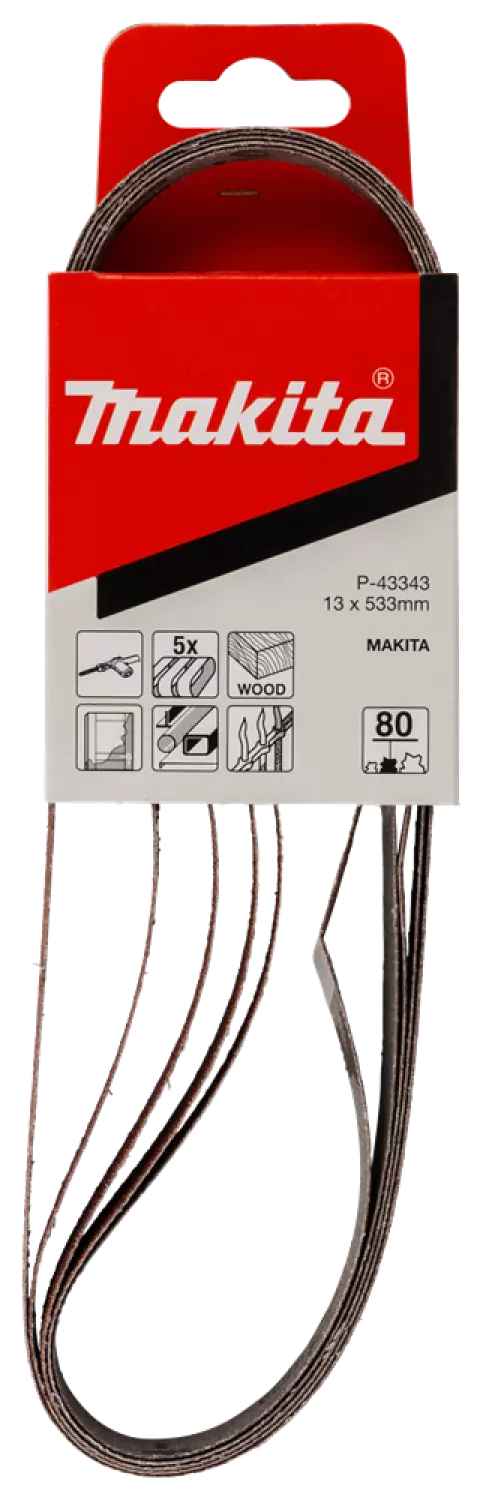 Makita P -43343 Bande abrasive rouge - K80 - 13 x 533 mm (5 pcs)-image