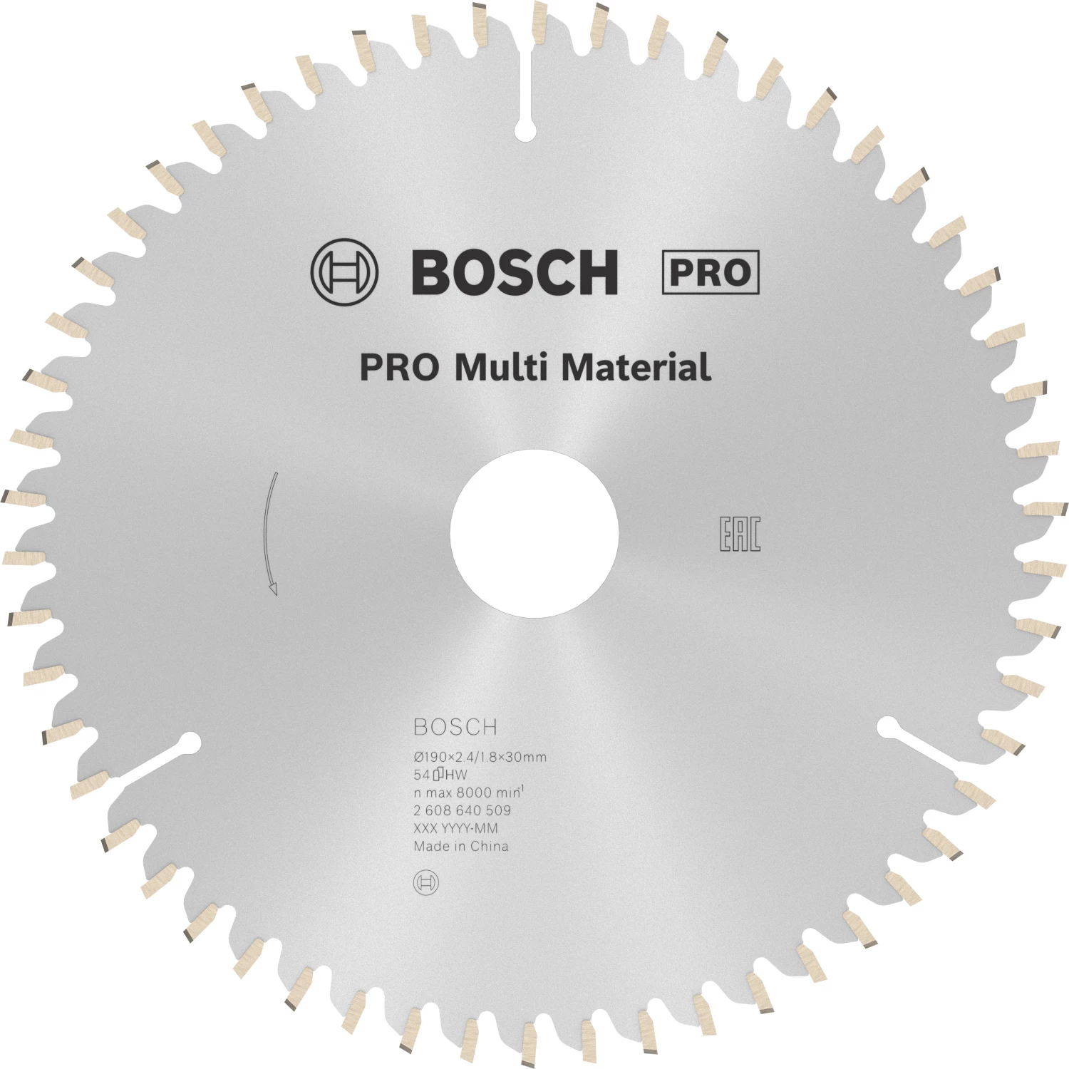 Bosch 2608640509 PRO cirkelzaagblad - 190 x 30 x 54T - multi materiaal-image