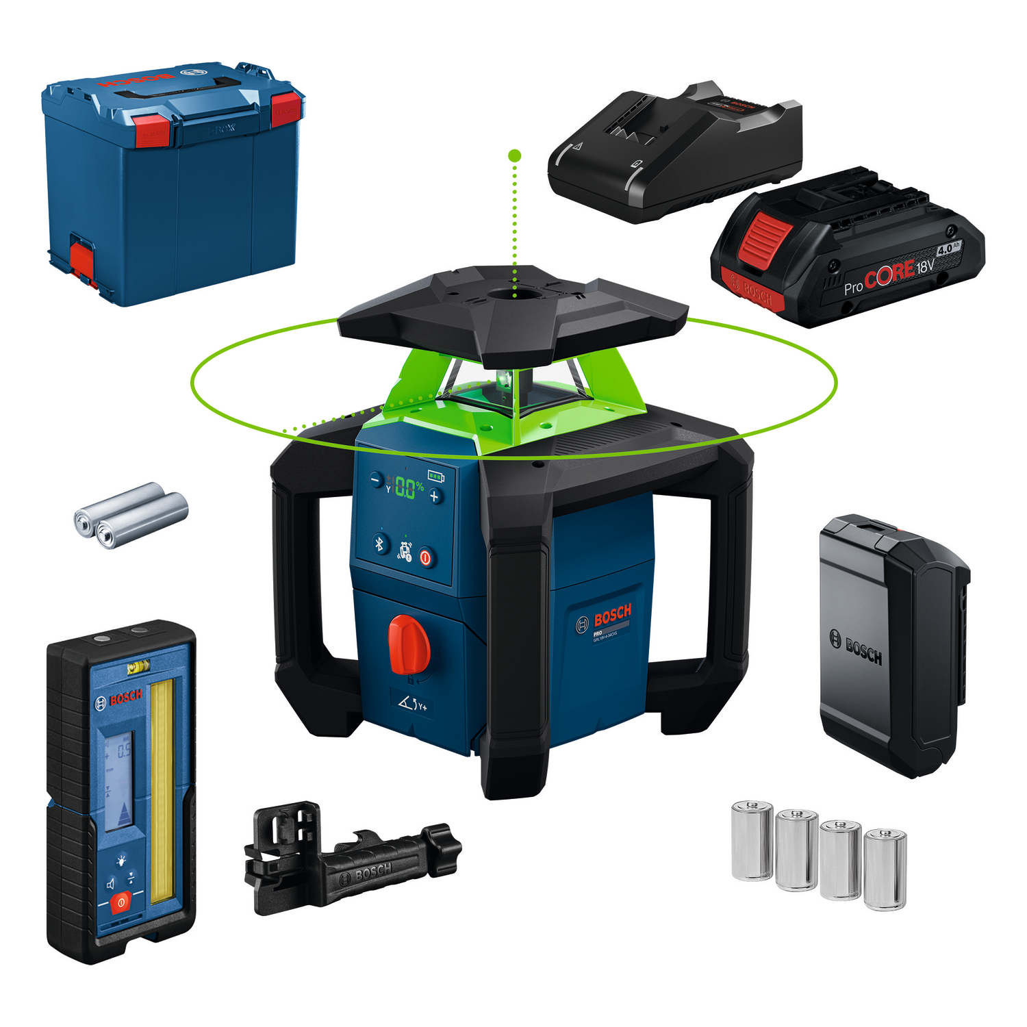 Bosch GRL 18V-4-34 CVG Roterende laser set incl. ontvanger en 18V accu in L-Boxx - groen - 30m - 1x 360° - IP66-image