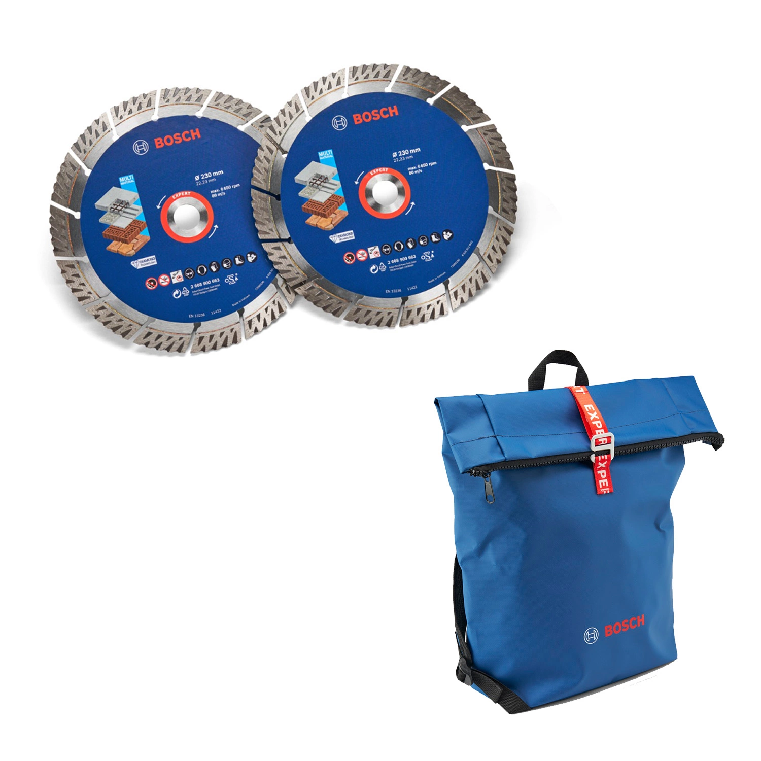 Bosch 061599765L Diamantschijf (2 stuks) met rugzak - 230 mm-image