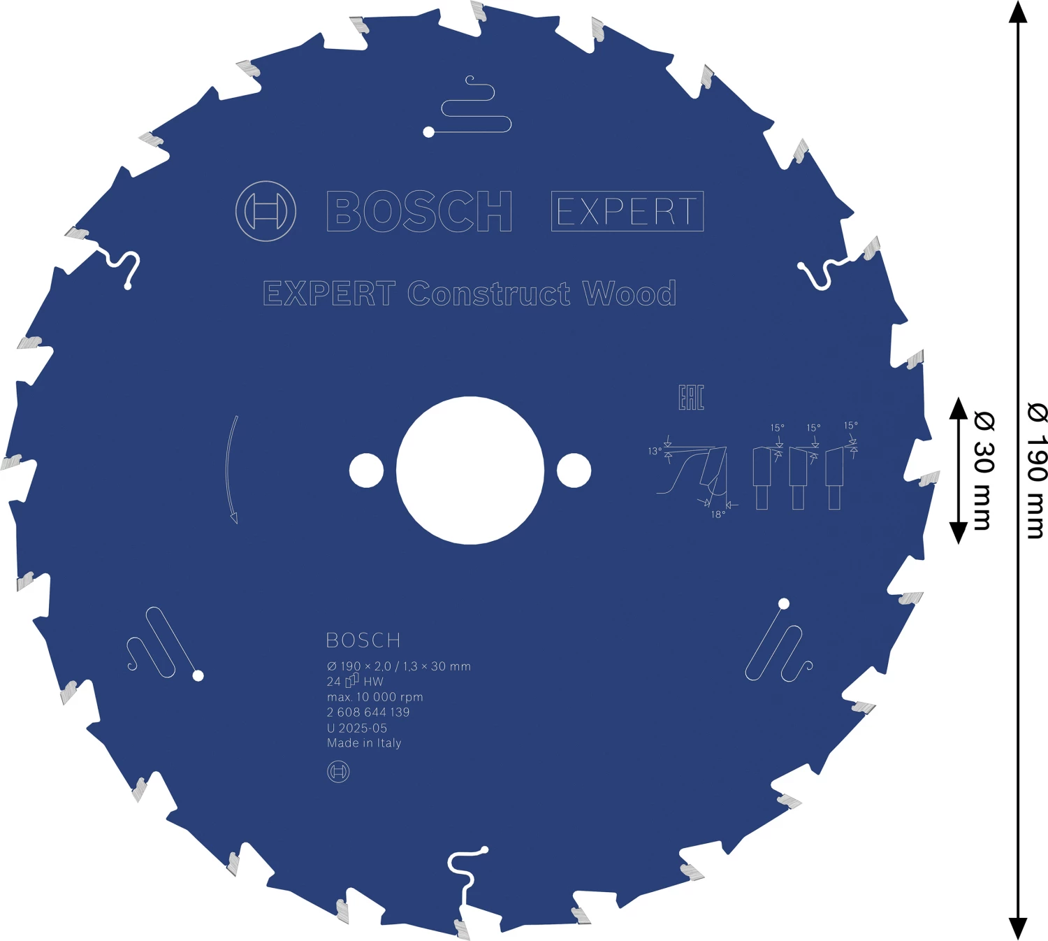 Bosch 2608644139 Expert Cirkelzaagblad - 190 x 30 x 24T - Hout - Carbide-image