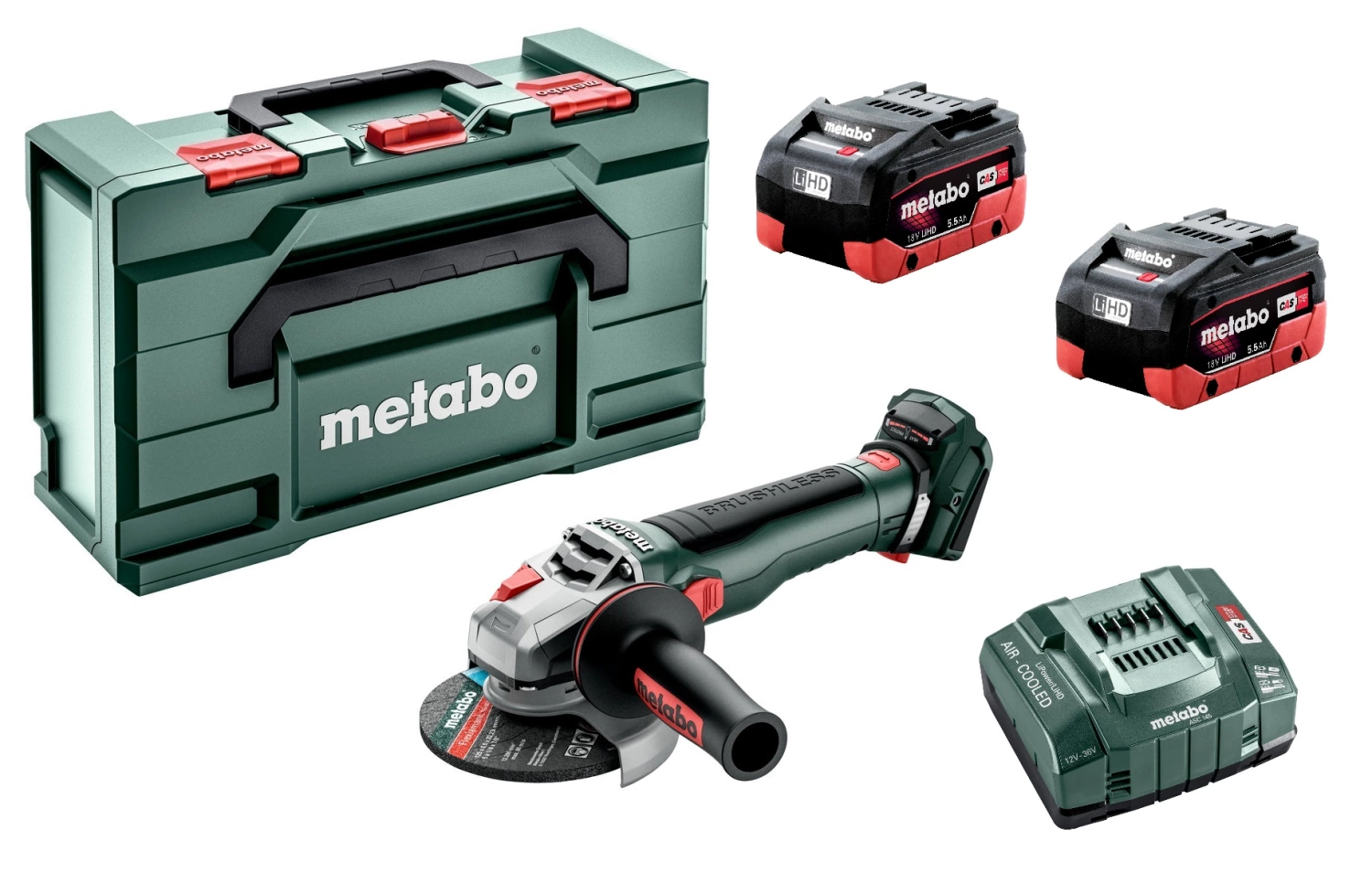 Metabo WB 18 LT BL 11-125 Quick 18V Li-ion Accu haakse slijper set (2x LiHD 5.5Ah) in MetaBox-image