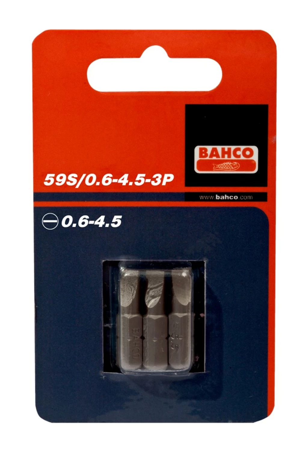 Bahco 59S/0.6-4.5-3P - Embouts de tournevis 1/4" standard pour vis à fente, 25 mm