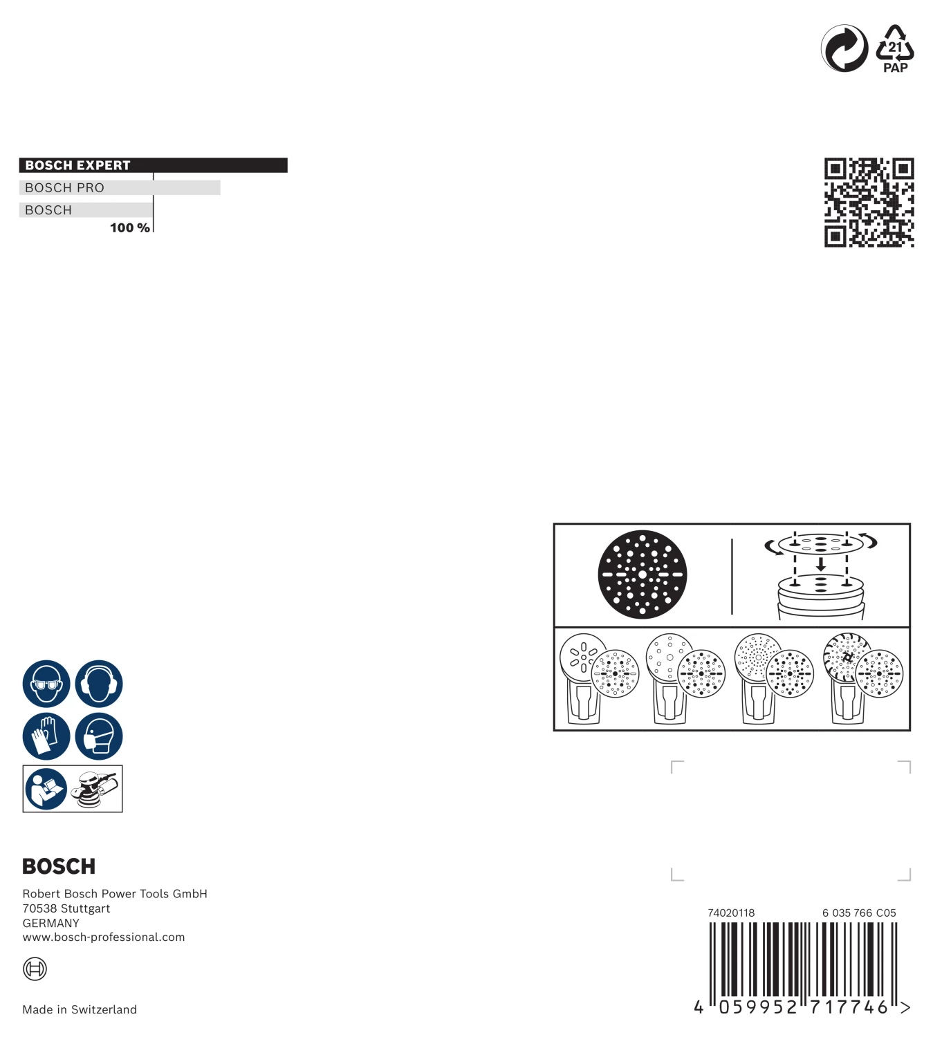 Bosch 2608902442 Disque abrasif EXPERT O780 avec support film - 150 mm - K120 (6 pièces)-image