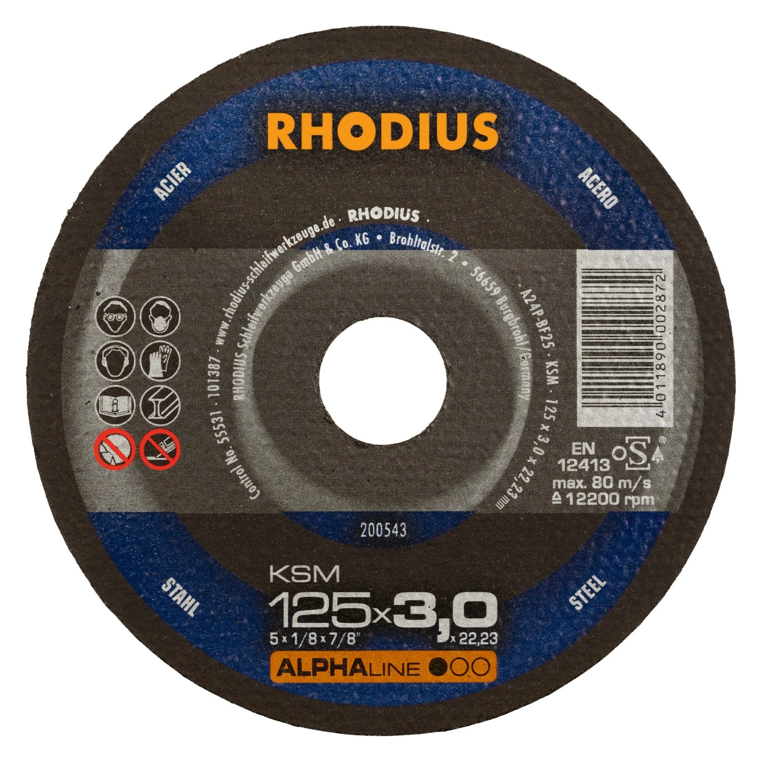 Rhodius 200543 KSM ALPHALINE l Doorslijpschijf conventioneel 125 x 22,23 x 3mm (25 st)-image