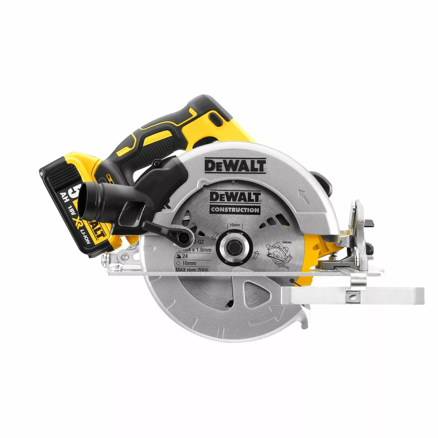 DeWALT DCS570P2 Scie circulaire à batteries 18V Li-Ion (2x batterie 5.0Ah) dans TSTAK - 184mm-image