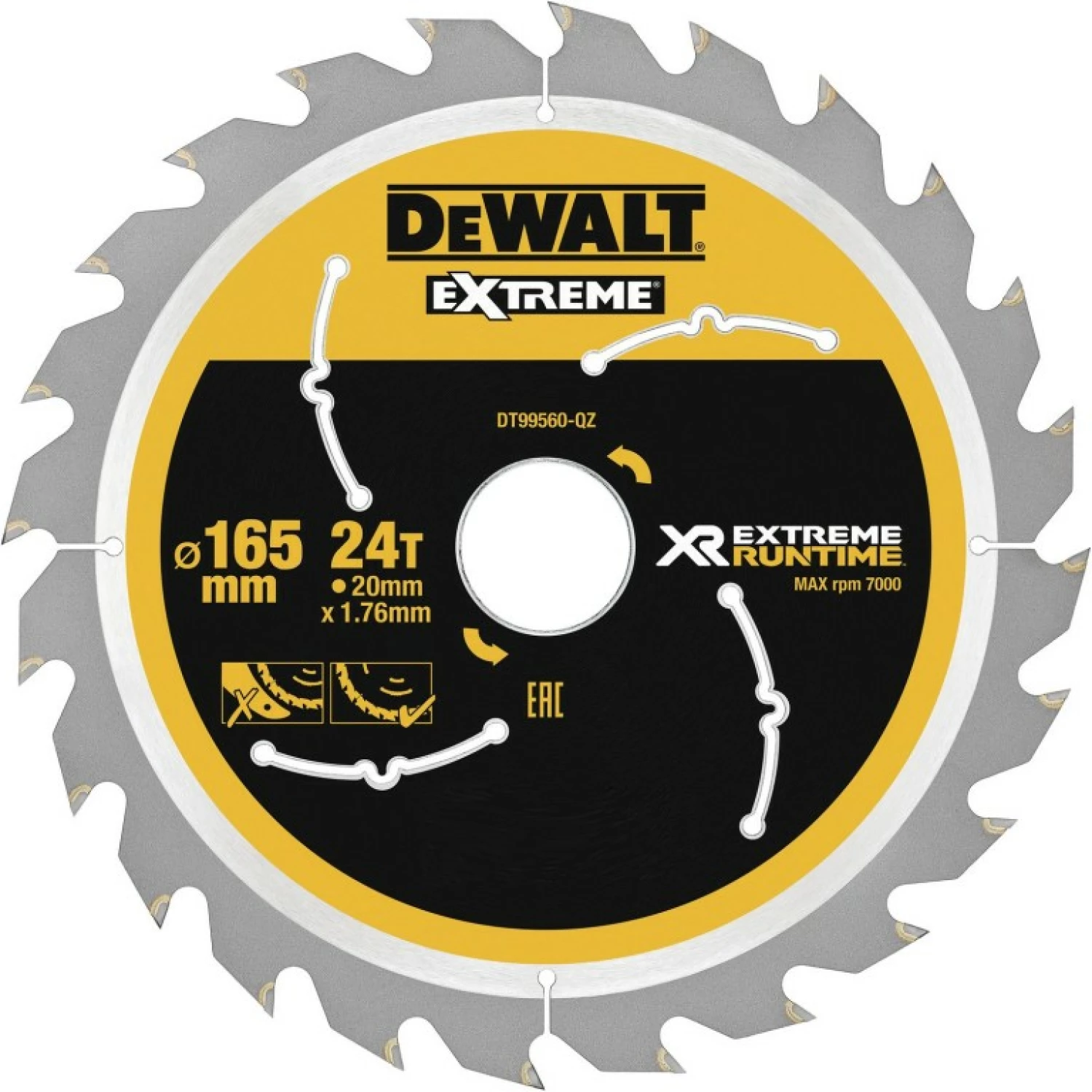 DeWALT DT99560 Circular Saw Blade - 165 x 20 x 24t - bois-image