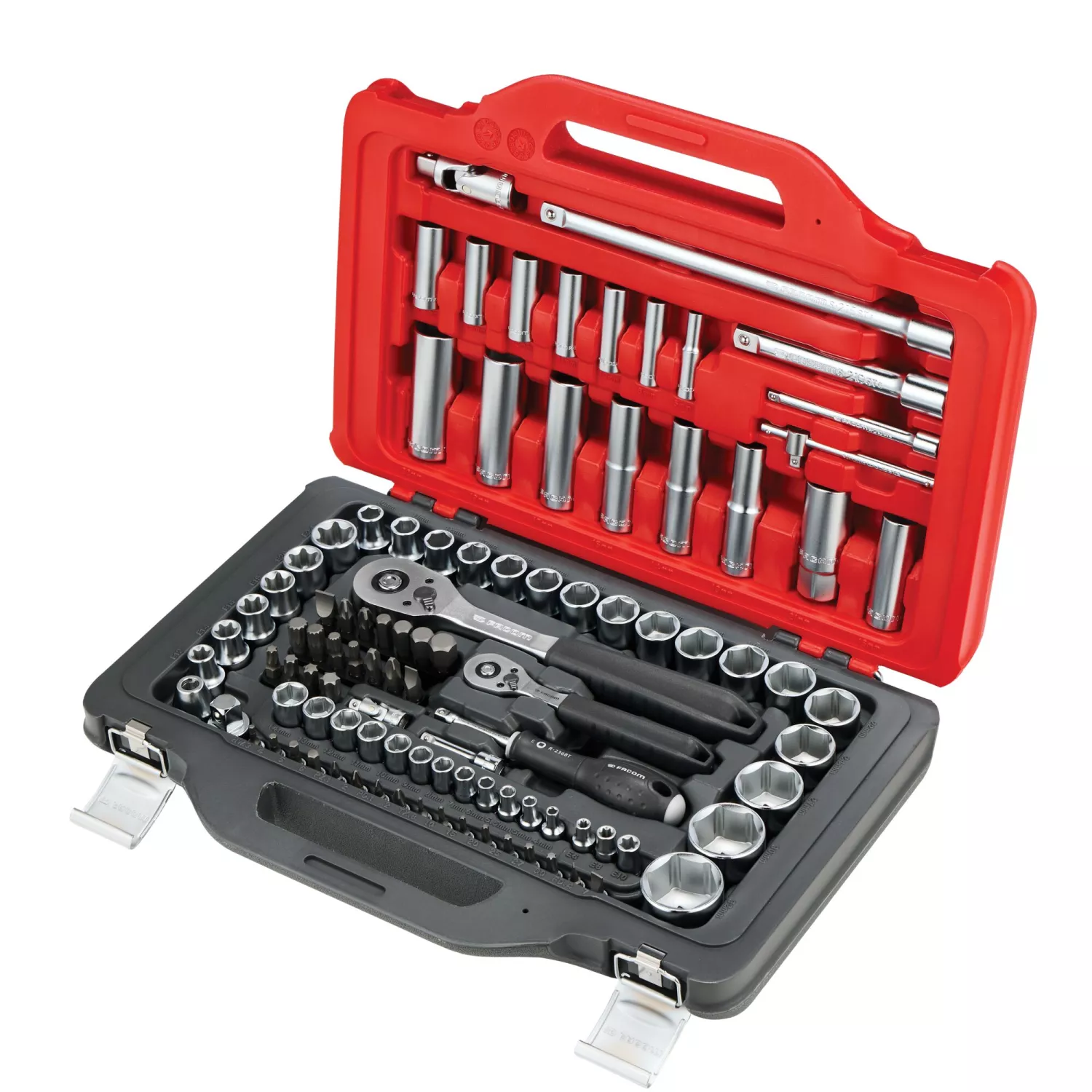 Facom RSL.151-EP100PB 100-delige Ratel- en doppenset in Twin Box koffer - 1/4" + 1/2"
