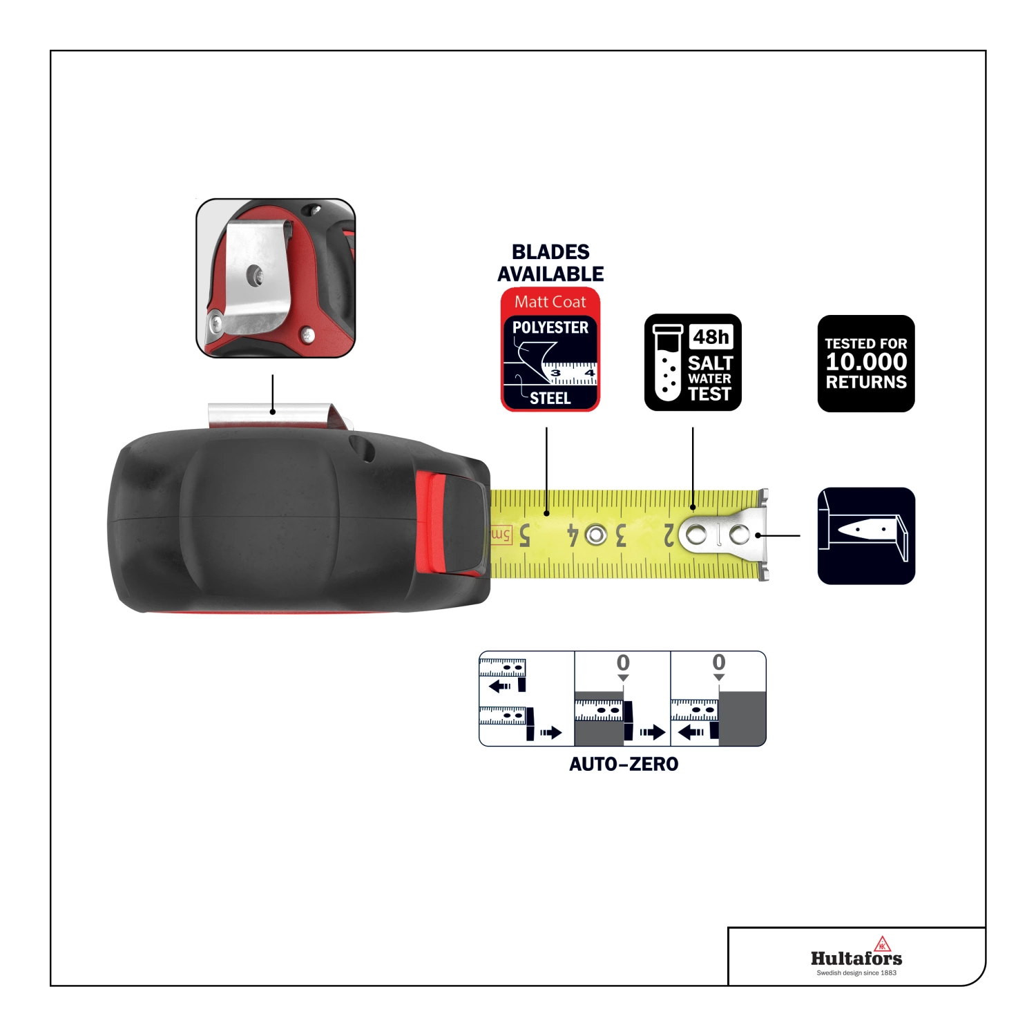 Hultafors PR 5M Rolbandmaat staal - 5m x 19mm-image