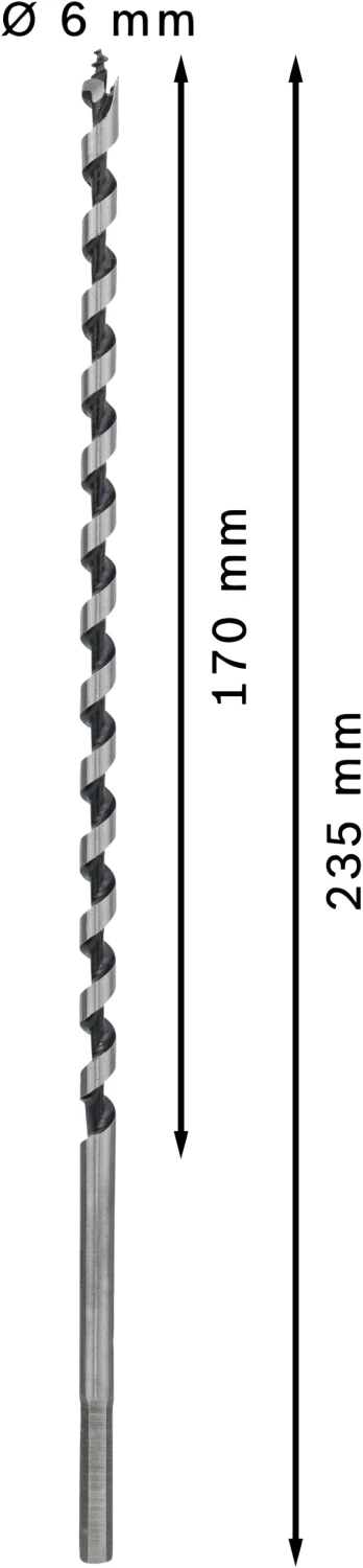 Bosch 2608597622 - Mèche à bois hélicoïdale, six pans 6 x 170 x 235 mm, d 4,8 mm-image