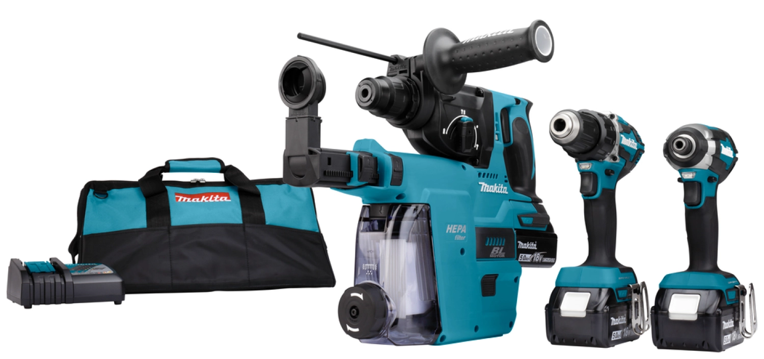 Makita DLX3106TW1 3-delige combiset (2x 5.0Ah accu) in tas-image