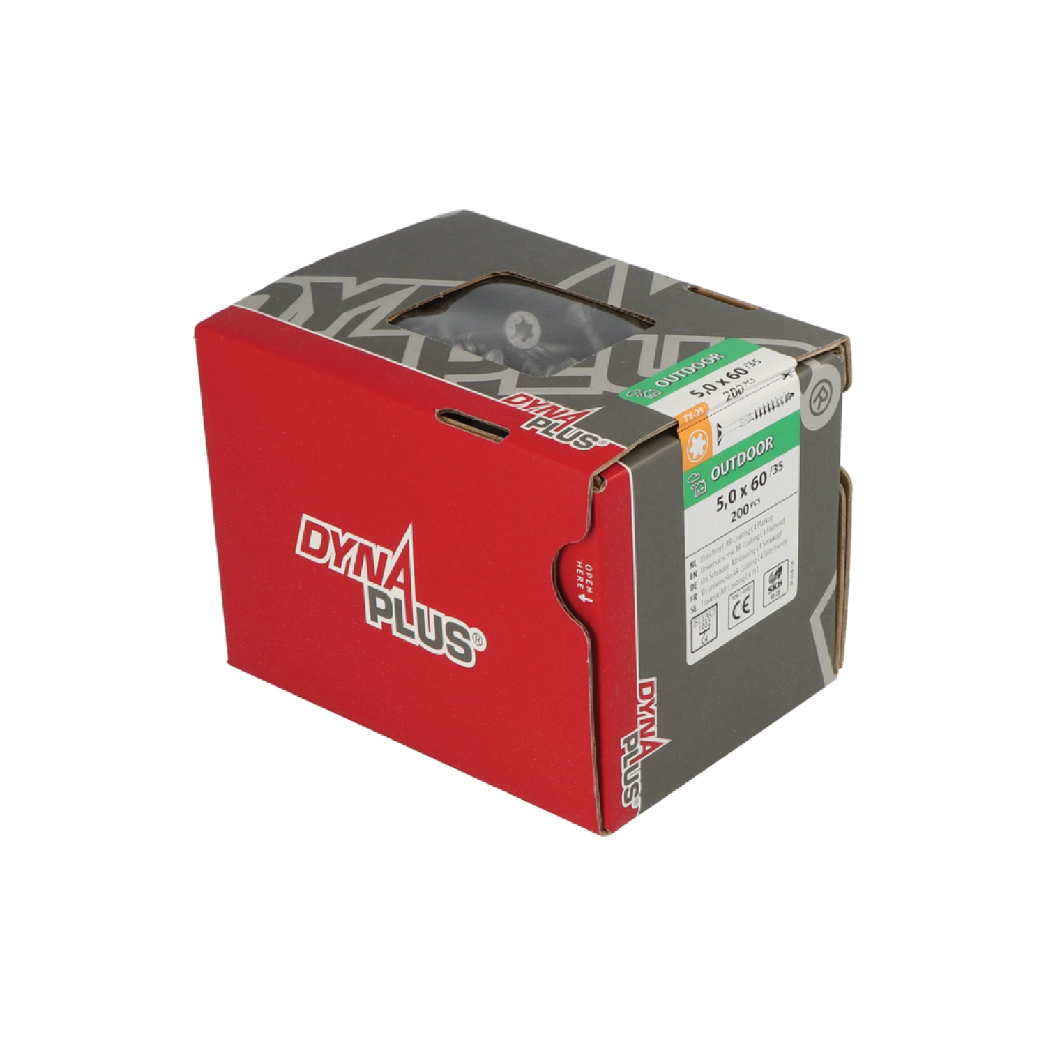 DynaPlus 0281.08.42001 Vis Uni - Tête plate - Filetage partiel - Extérieur - TX25 - 5.0 x 60/35mm (200pcs)-image