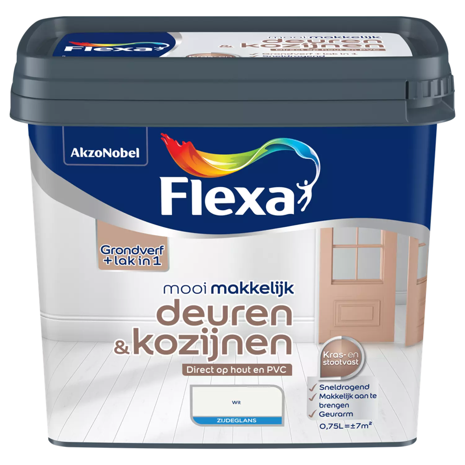 Flexa Mooi Makkelijk Deuren & Kozijnen Zijdeglans - wit - 0,75L-image