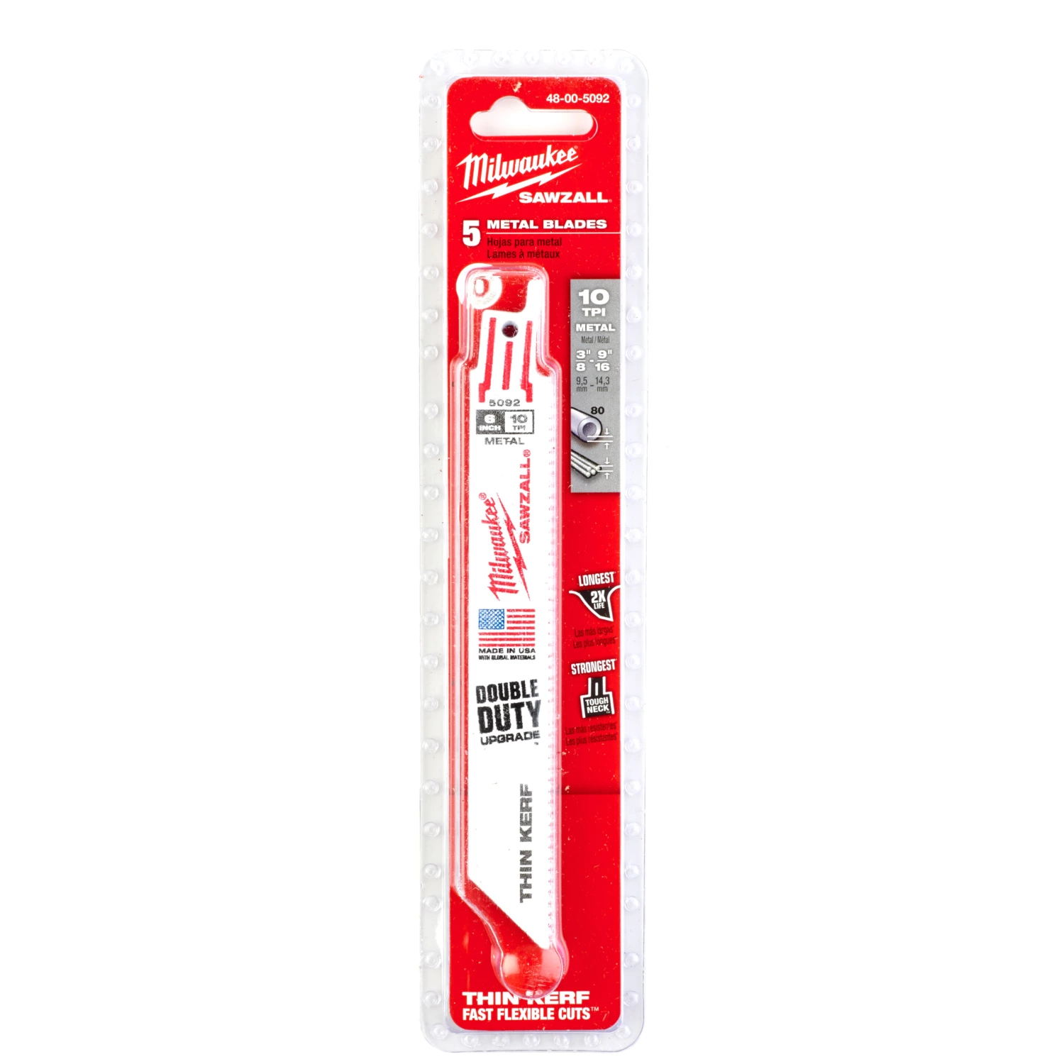 Milwaukee 48475092 Sawzall Reciprozaagblad - 150 x 10TPI - hout/metaal/kunststof - 5st-image