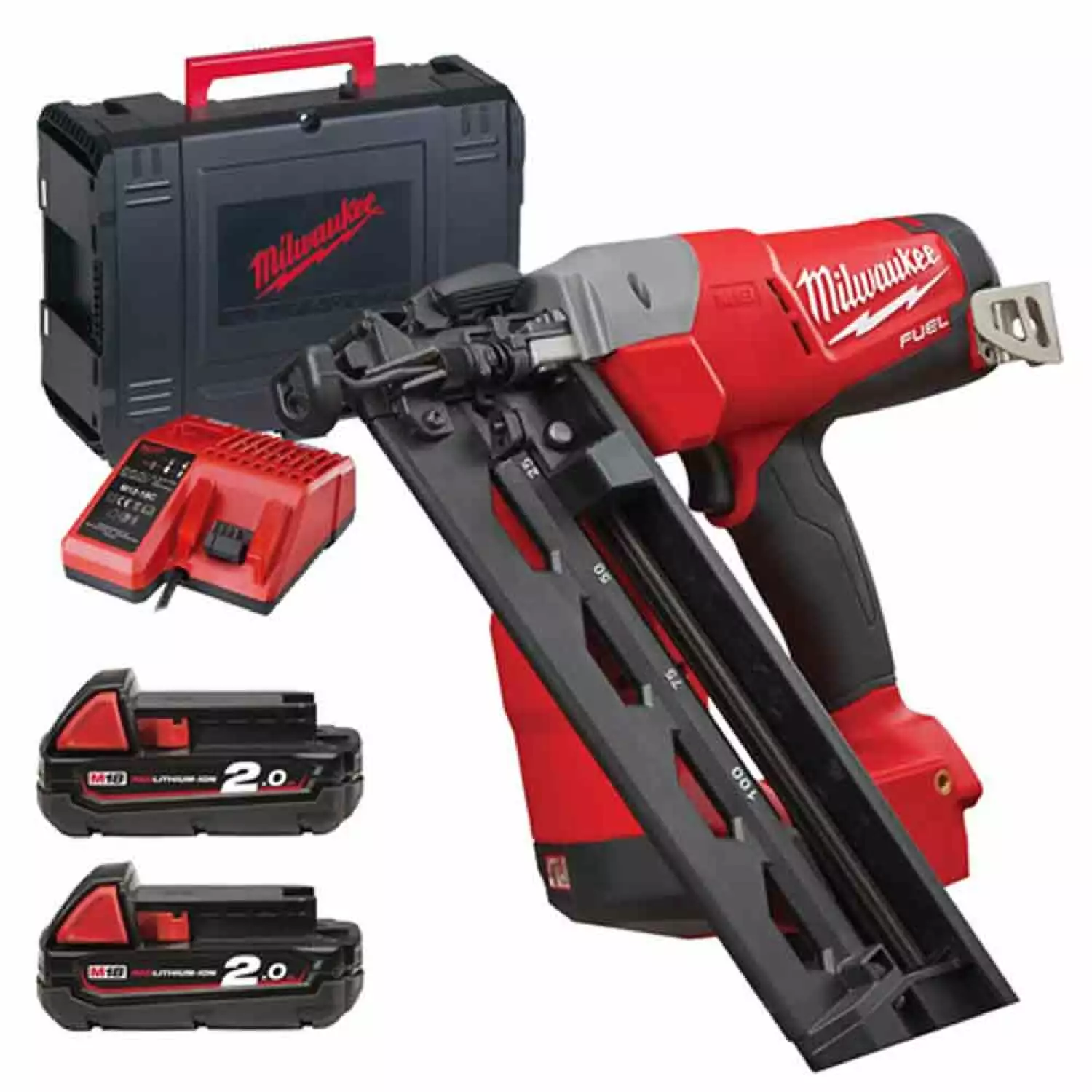 Milwaukee M18 CN16GA-202X 18V Li-Ion Accu brad tacker set (2x 2.0Ah accu) in HD Box - 32-63mm - 16 Gauge-image