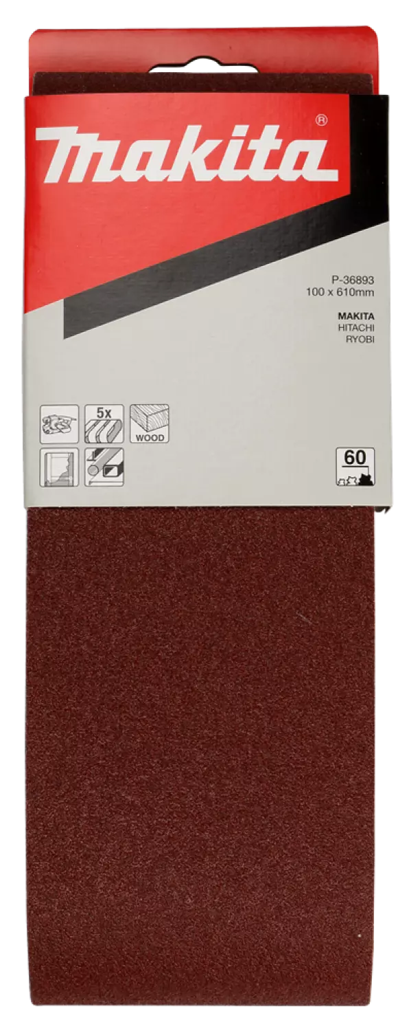 Makita P -36893 Bande abrasive - K60 - 100 x 610 mm (5 pcs)-image
