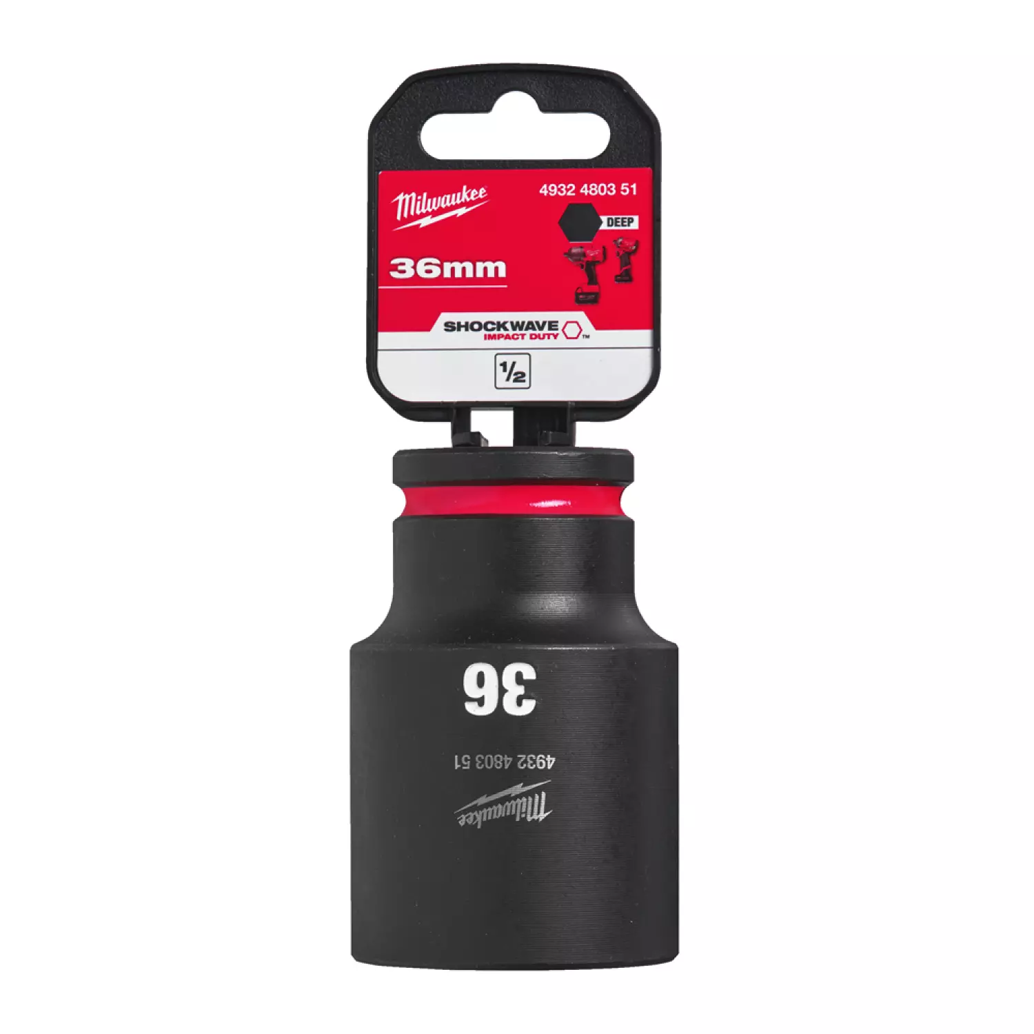 Milwaukee 4932480351 SHOCKWAVE lange krachtdop - 36mm - 1/2"-image