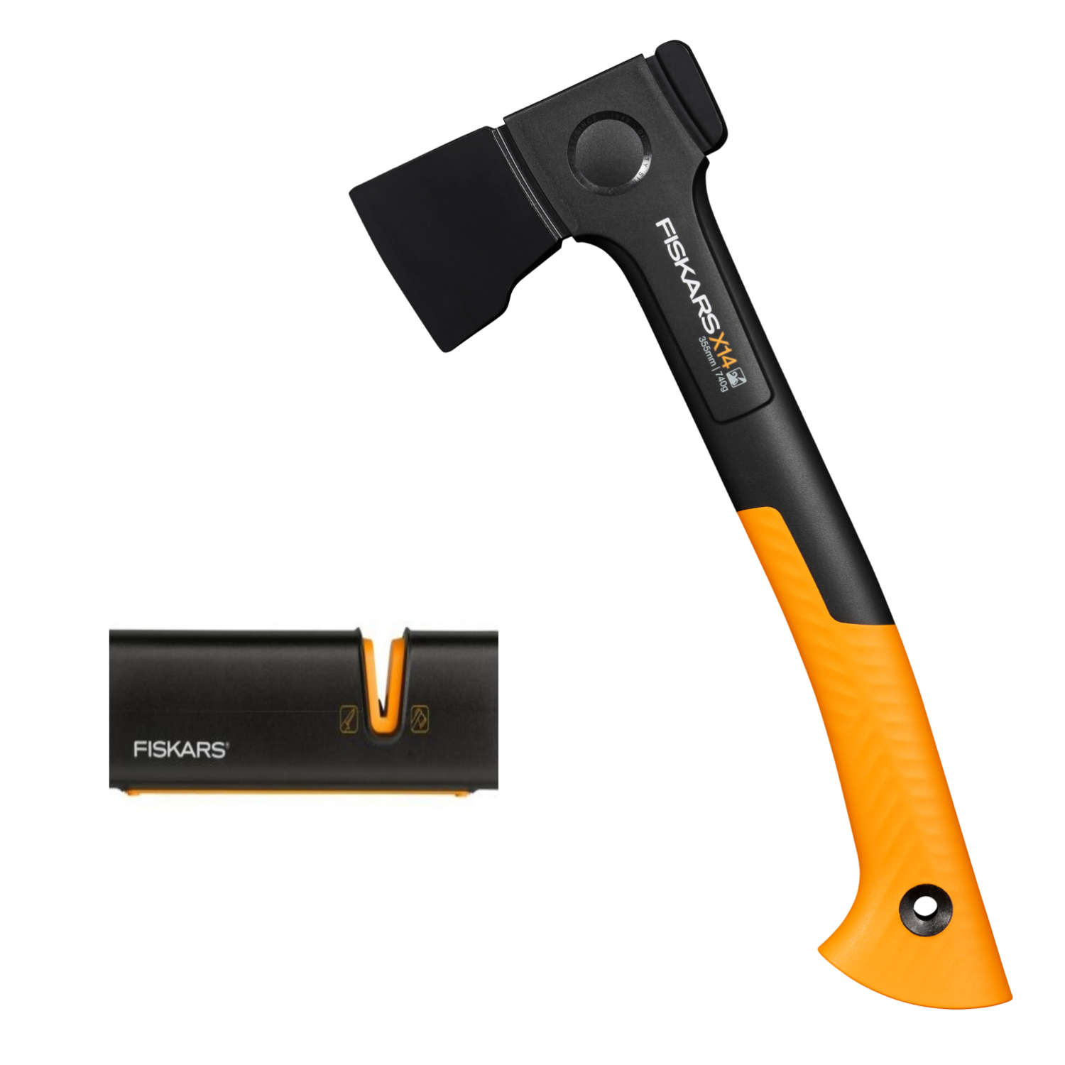 Fiskars 1069102 X-series X14 hache universelle XS incl. XSharp Axe et aiguisoir - 335mm-image