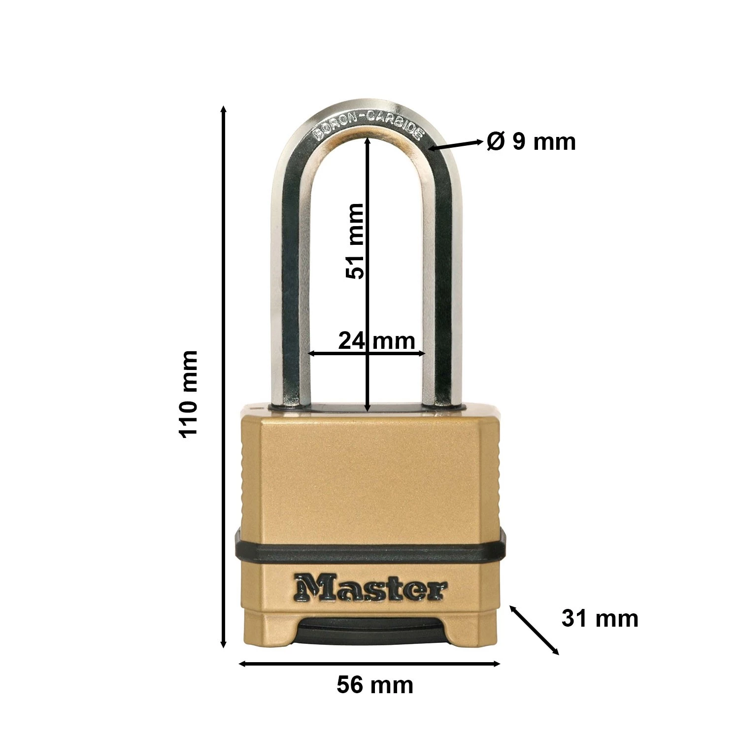 Master Lock M175EURDLH Hangslot Excell® - Zink - 56mm breed - beugel 51mm - Cijfercombinatie-image
