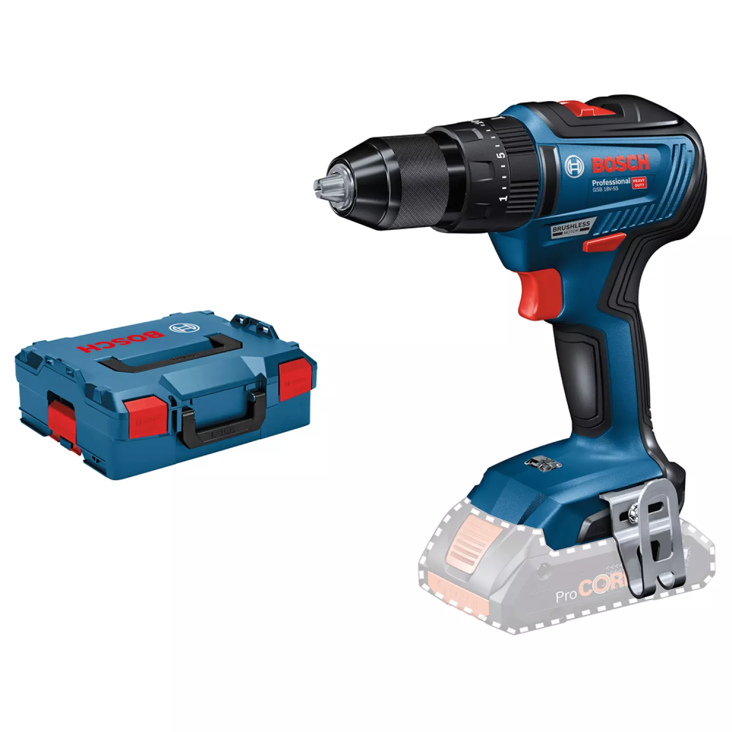 BOSCH GSB 18V-55 Perceuse-visseuse à percussion sans fil - 18V - L-BOXX-55 Nm - Machine seule-image