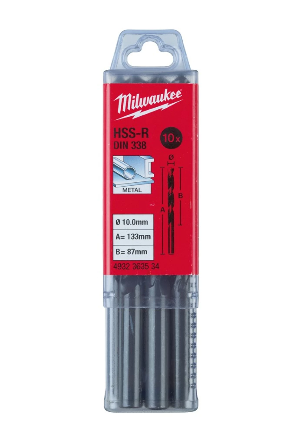 Milwaukee 4932363539 Foret HSS-R - 1 x 12 x 34 mm - (10 pièces)-image