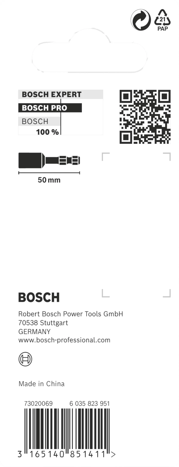 Bosch 2608522351 Impact control dopsleutel - Zeskant - 8mm - 1/4'' (L=50mm)-image