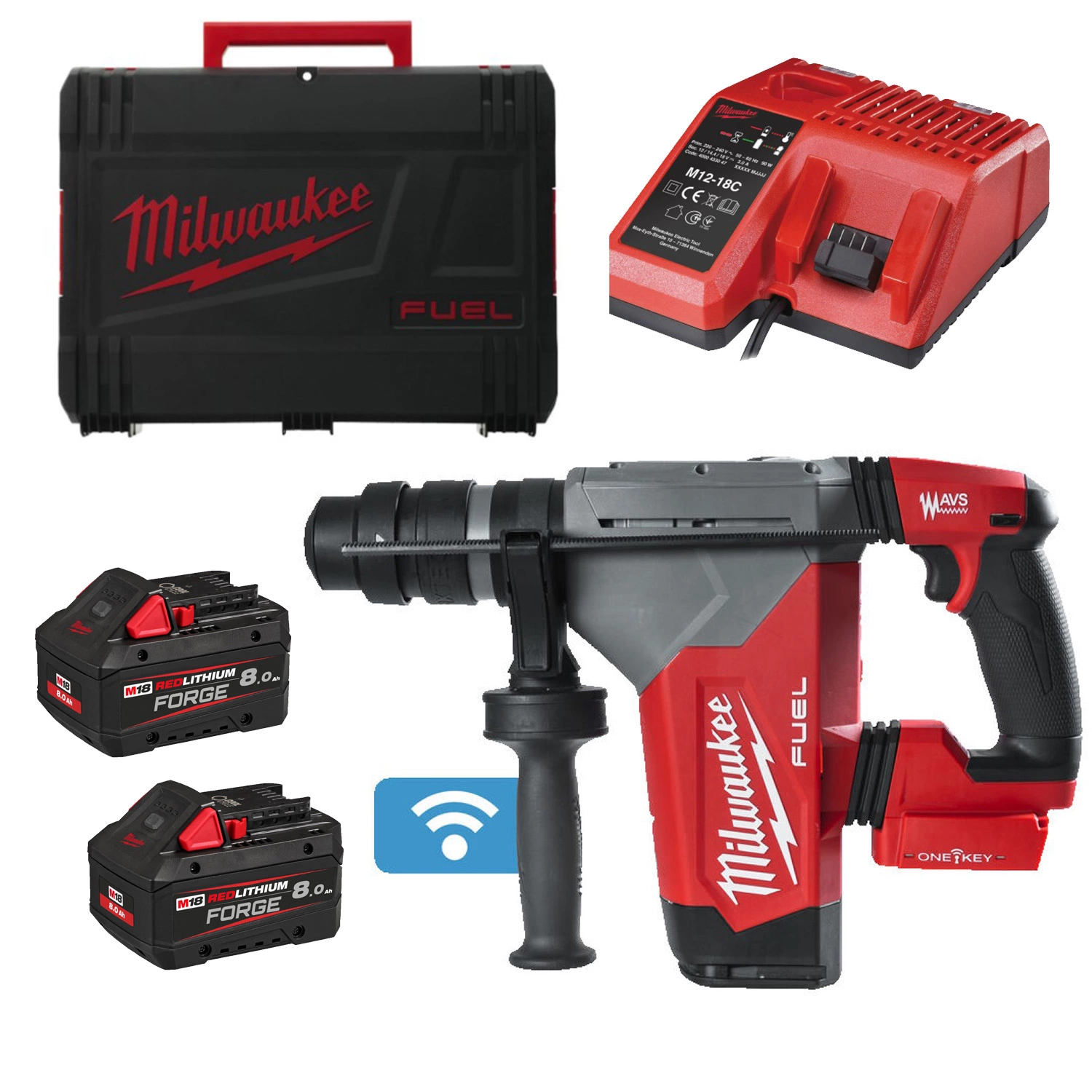 Milwaukee M18 ONEFHPX-802X 18 V Li-ion batterie SDS-plus marteau combiné (2x 8,0 Ah batterie) dans un coffret HD - 5,0 J-image