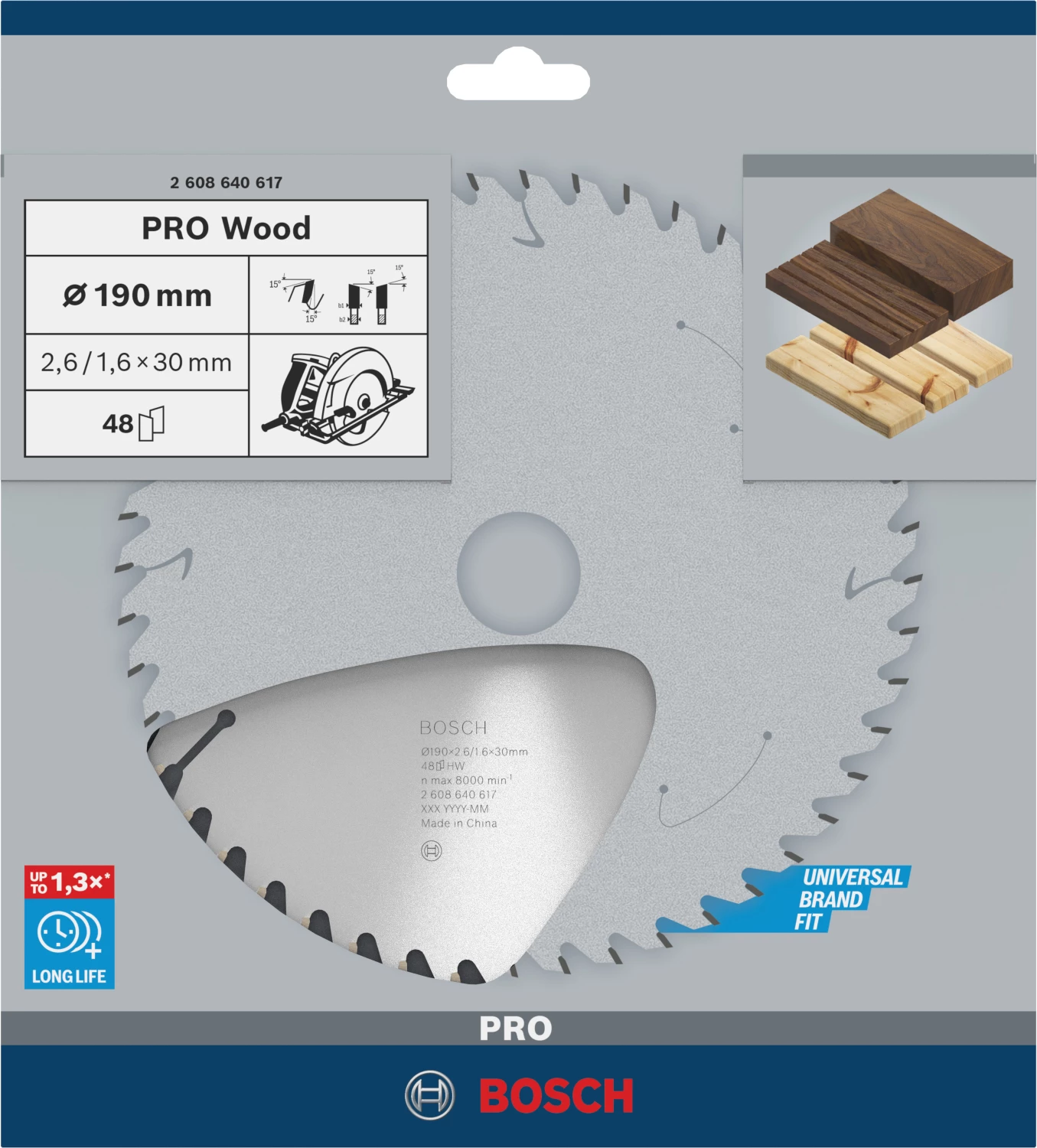 Bosch 2608640617 - Lame de Scie Circulaire Optiline bois, 190 x 30 x 2,6 mm, 48D-image