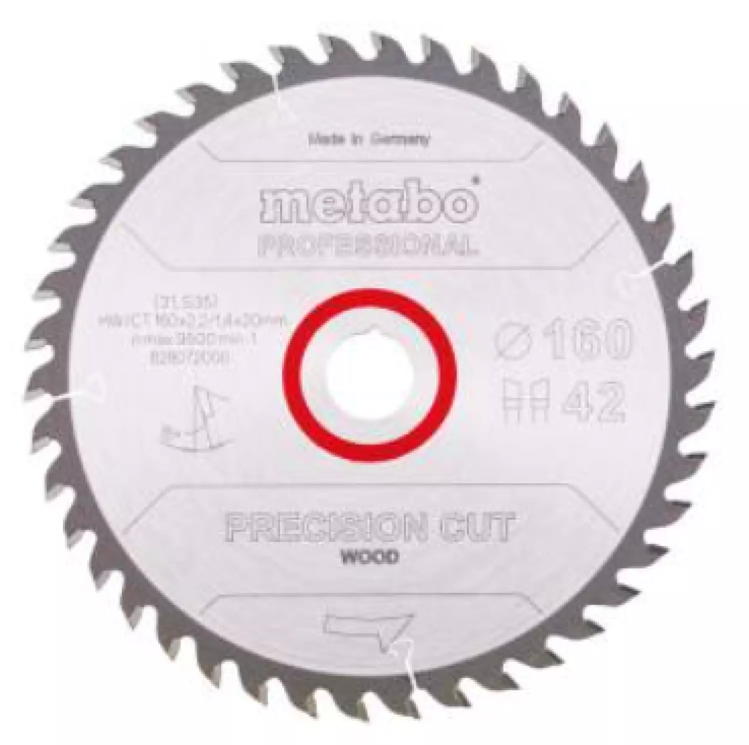 Metabo 628072000 Coupe de précision - Blade de scie circulaire professionnelle en bois - 160 x 20 x 42t - bois-image