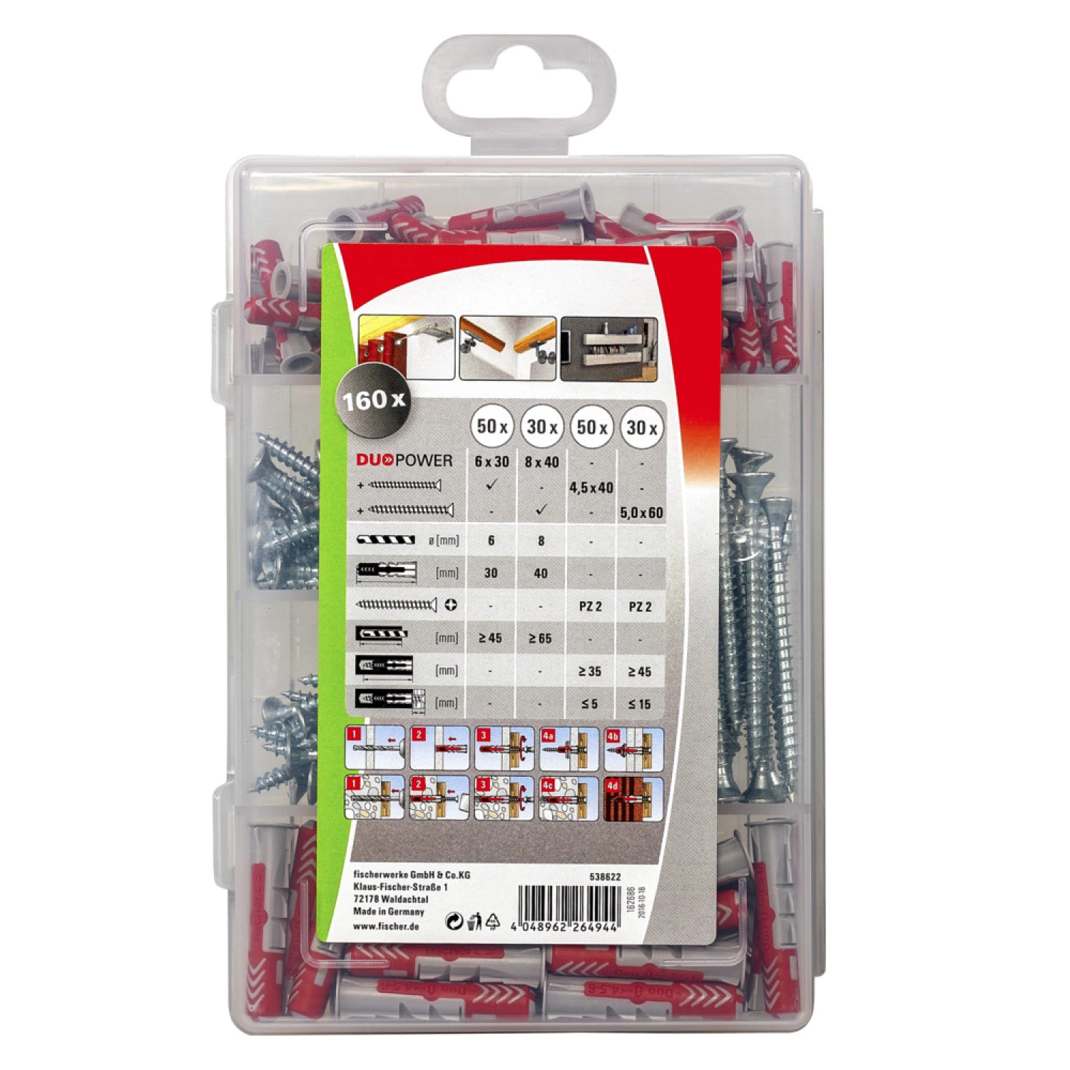 Fischer 538622 - Fischer Profi-Box DuoPower Chevilles avec vis (80pcs) PROFI-BOX DuoPower + VIS-image