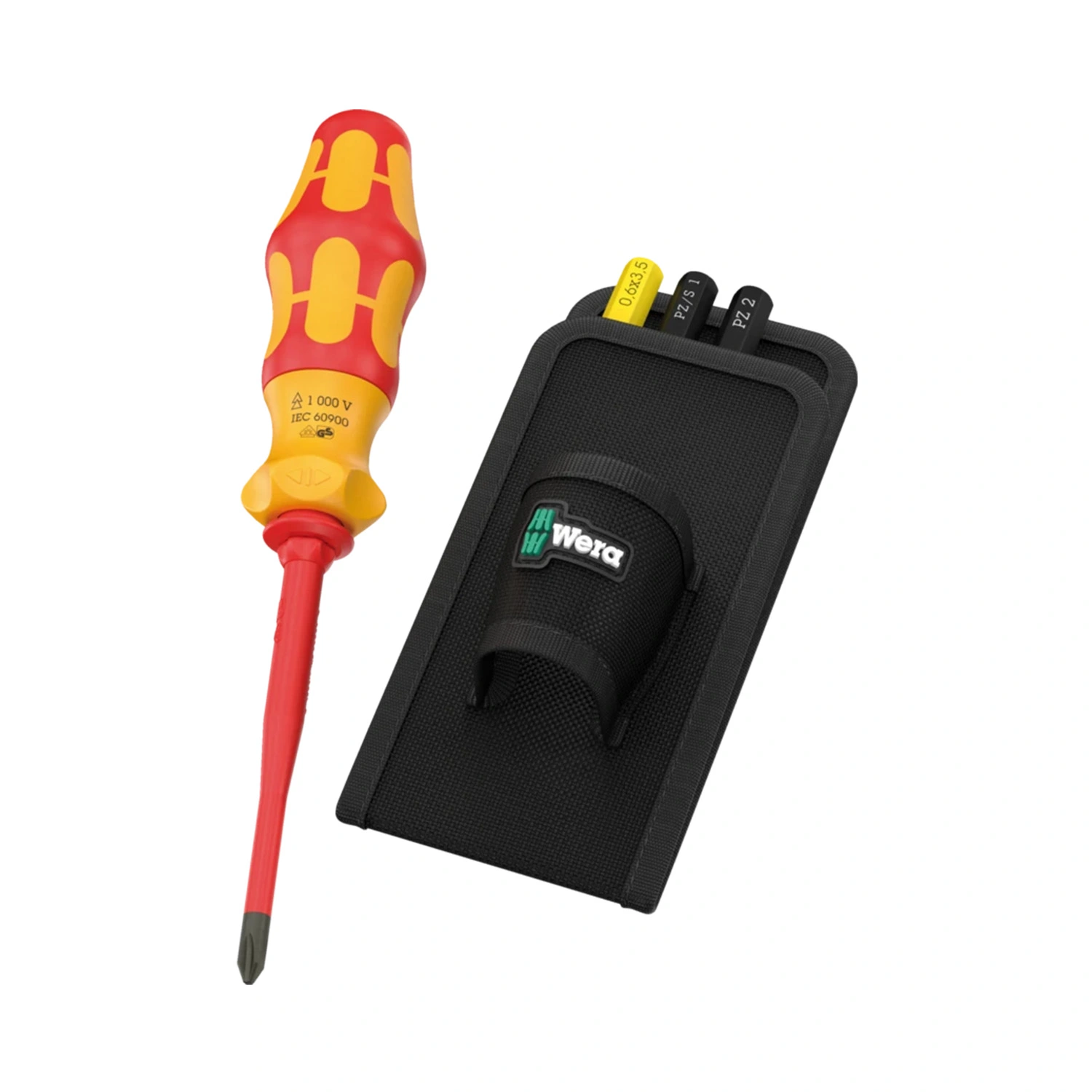 Wera 05006621001 Kraftform Kompakt VDE GO RA 2 jeu de 5 lames interchangeables dans un étui - avec fonction cliquet - PH/SL