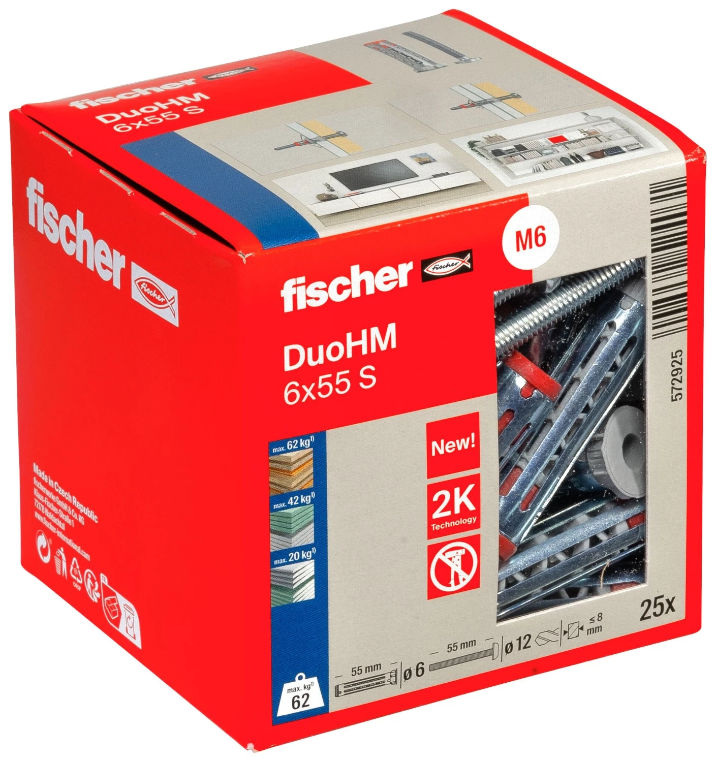 Fischer 572925 Hollewandplug DuoHM 6 X 55 S PH TX, bolkopbout met TX opname-image