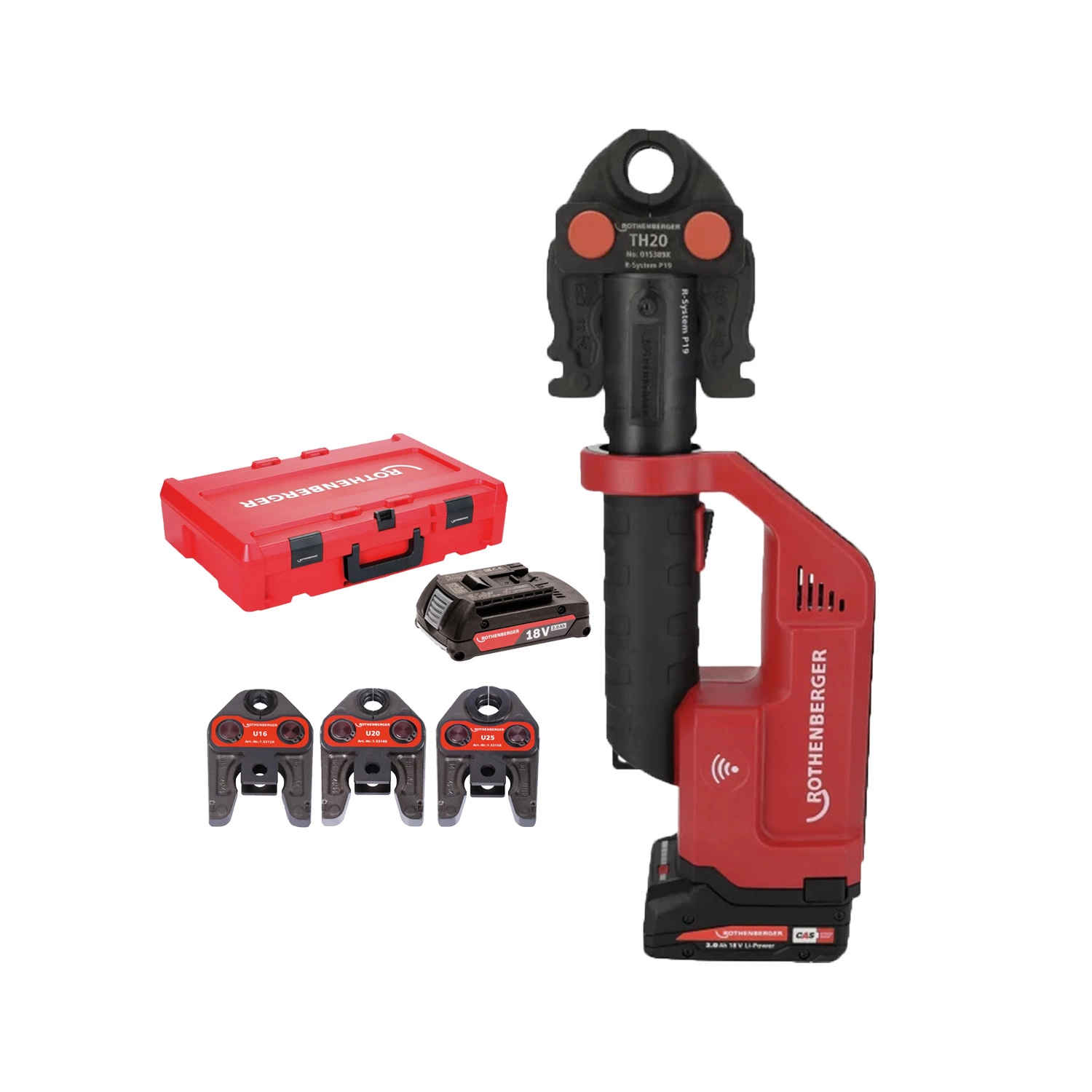 Rothenberger 1000004283 Romax Compact III 18V accu perstang set (1x 4.0Ah accu + lader) incl. U bekken - 16-20-25mm - AMPShare-image