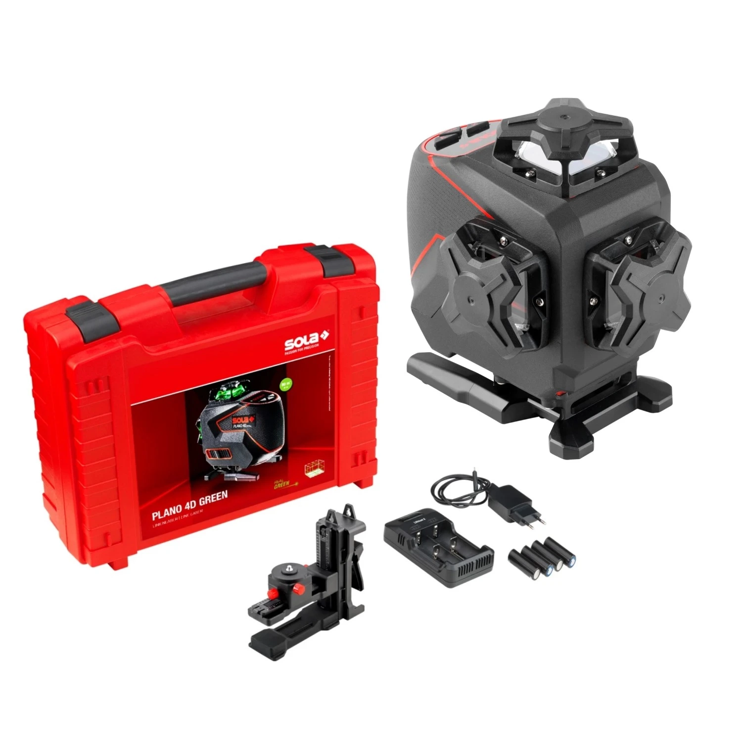 Sola PLANO 4D GREEN 360° Kit laser à croix dans un coffret - Vert - 4x 30 m-image