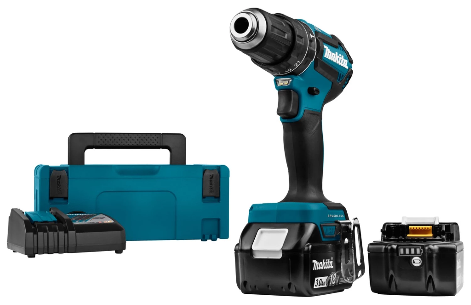 Makita DHP485RFJ 18V Li-Ion accu klopboor- /schroefmachine set (2x 3.0Ah accu) in Mbox - koolborstelloos-image
