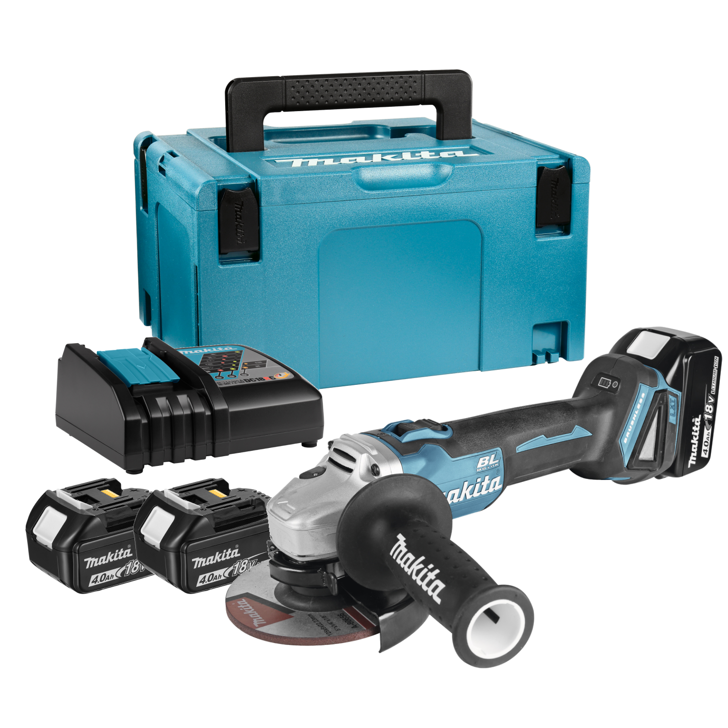 Makita DGA504RMJ 18V Li-Ion Accu haakse slijper set (2x 4.0Ah accu) in Mbox - 125mm - koolborstelloos-image