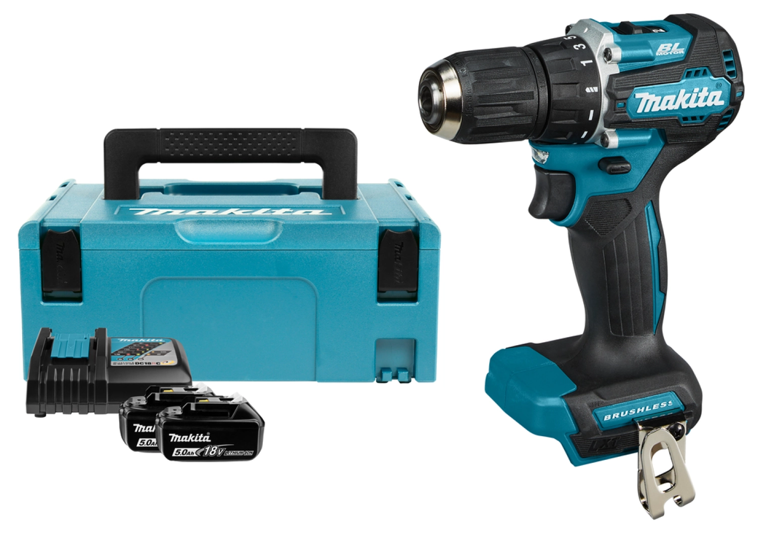 Makita DDF487RTJ -Perceuse visseuse sans-fil - 18 V Li-ion - 2 batteries 5,0 ah - Makpac - 13 mm-image