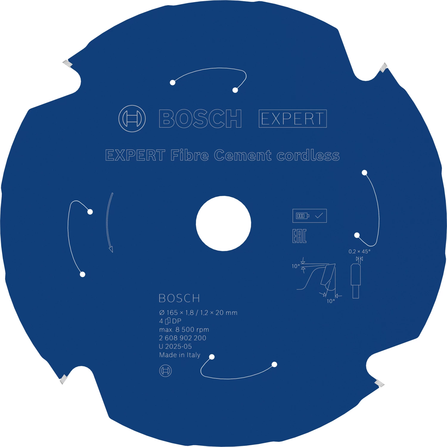 Bosch 2608902200 EXPERT cirkelzaagblad - 165 x 20 x 4T - vezelcementplaten-image