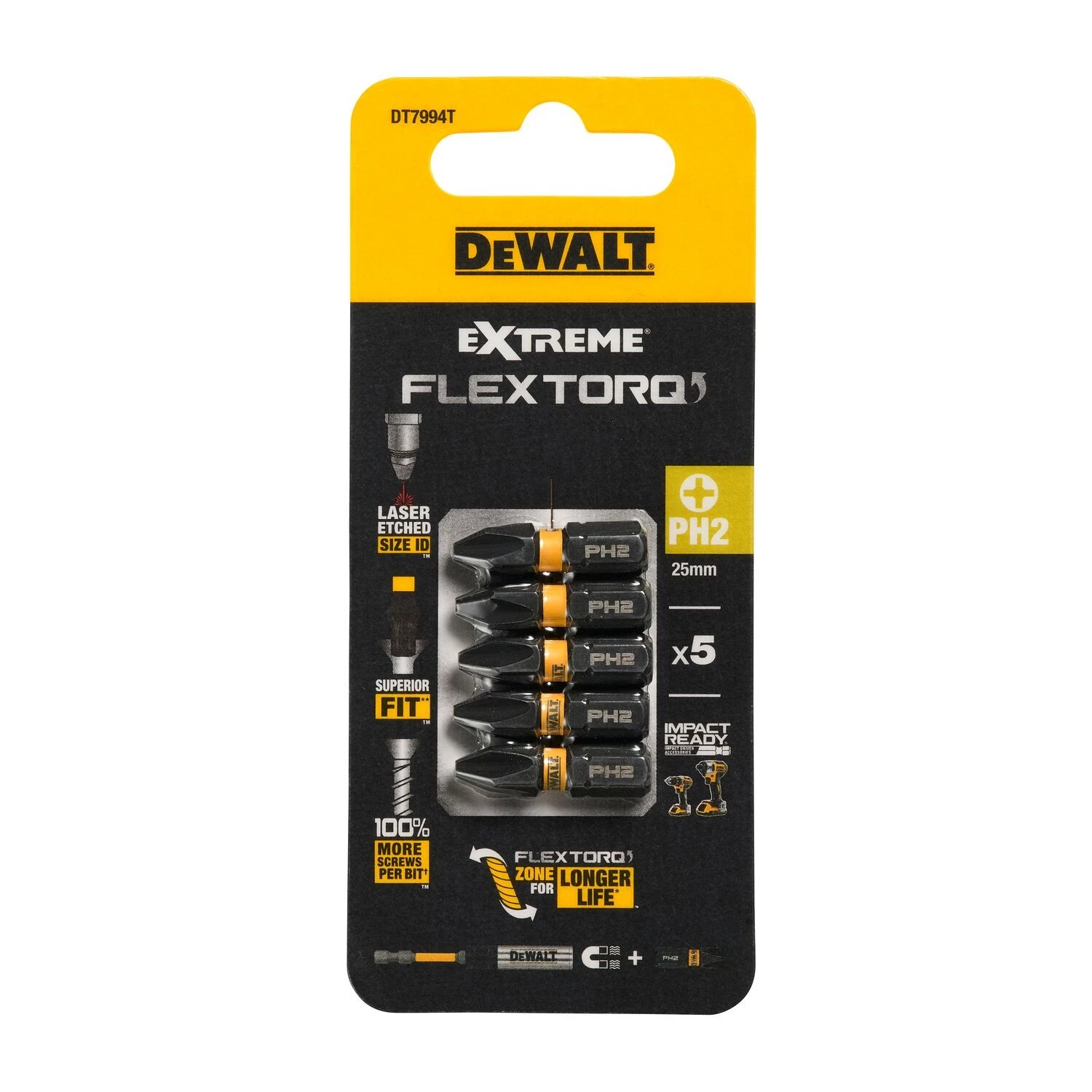 DeWALT DT7994T Impact schroefbits -  PH2 x 25mm (5st)-image