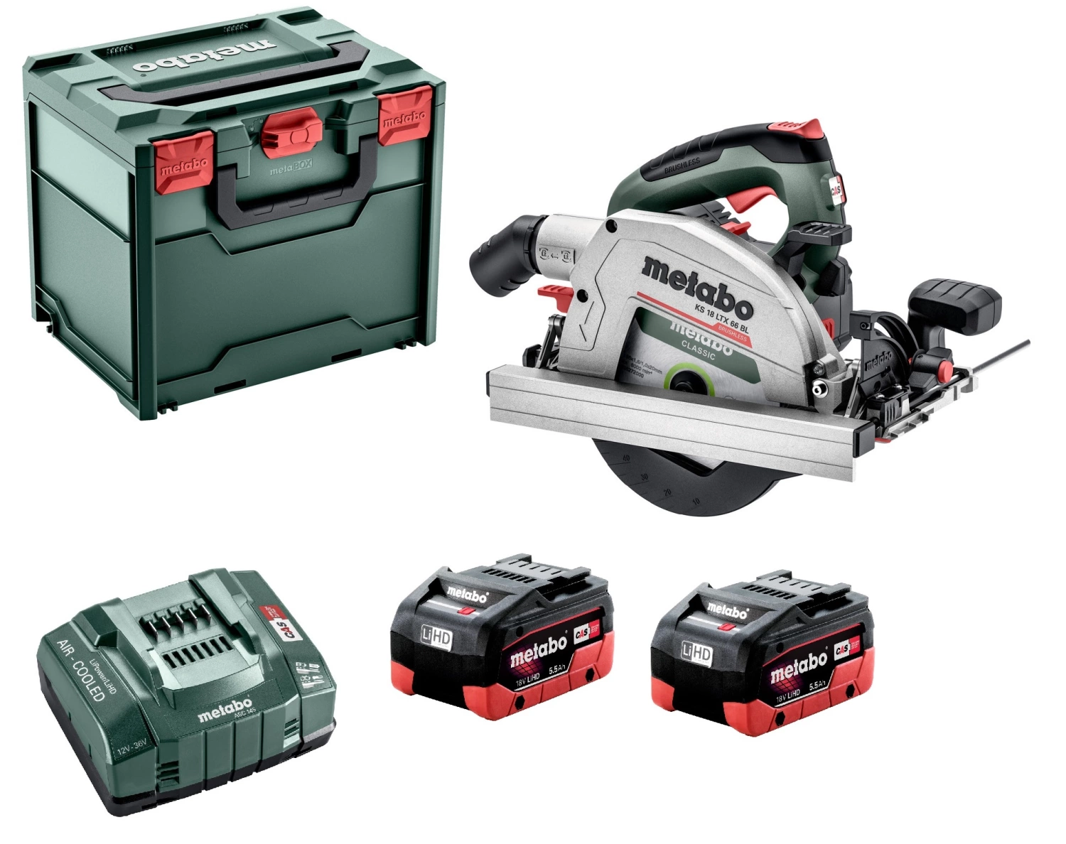 Metabo KS 18 LTX 66 BL 18V Li-ion accu cirkelzaag set (2 x 5.5 LiHD Ah) in metaBox - koolborstelloos - 611866660-image