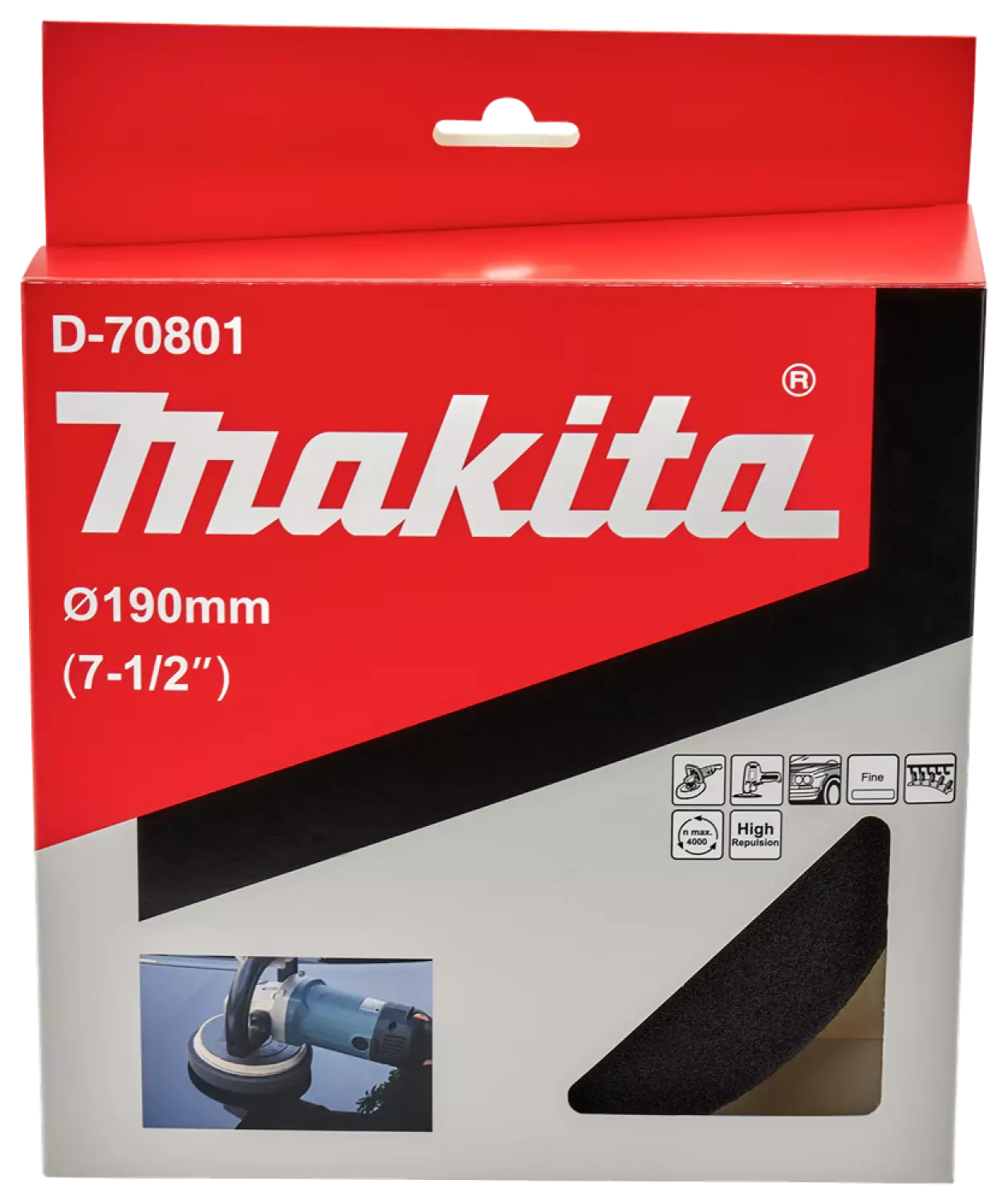 Makita D-70801 Eponge noire - fine et douce - 190 mm-image