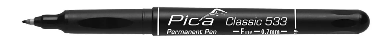 Pica 533/46 Classic Stylo Permanent - Rond - Noir - 0.7mm (10pcs)