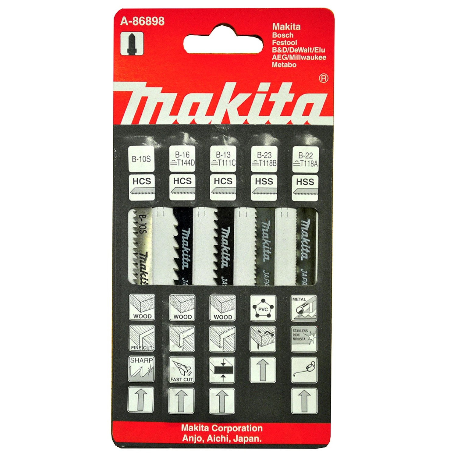 Makita A-86898 5 delig Decoupeerzaagblad set - Hout / Metaal / Kunststof-image