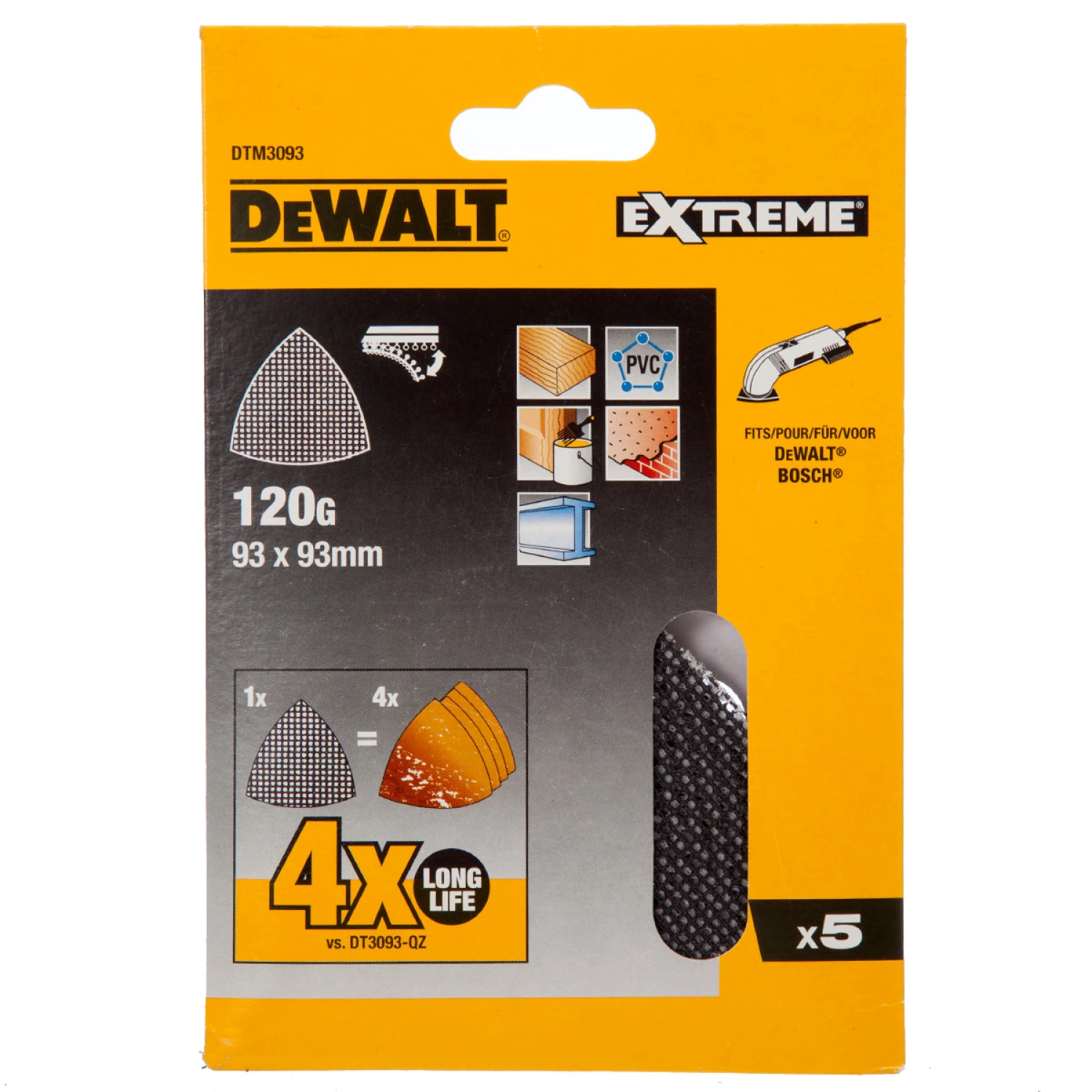 DeWALT DTM3093 Mesh schuurgaas - K120 - 93x93mm - 5st